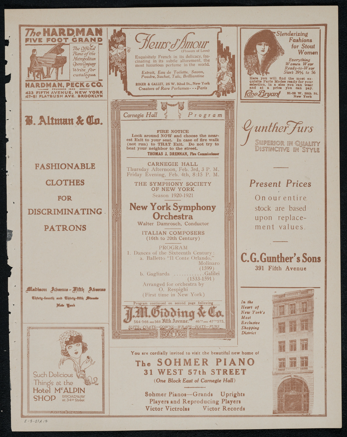 New York Symphony Orchestra, February 3, 1921, program page 5