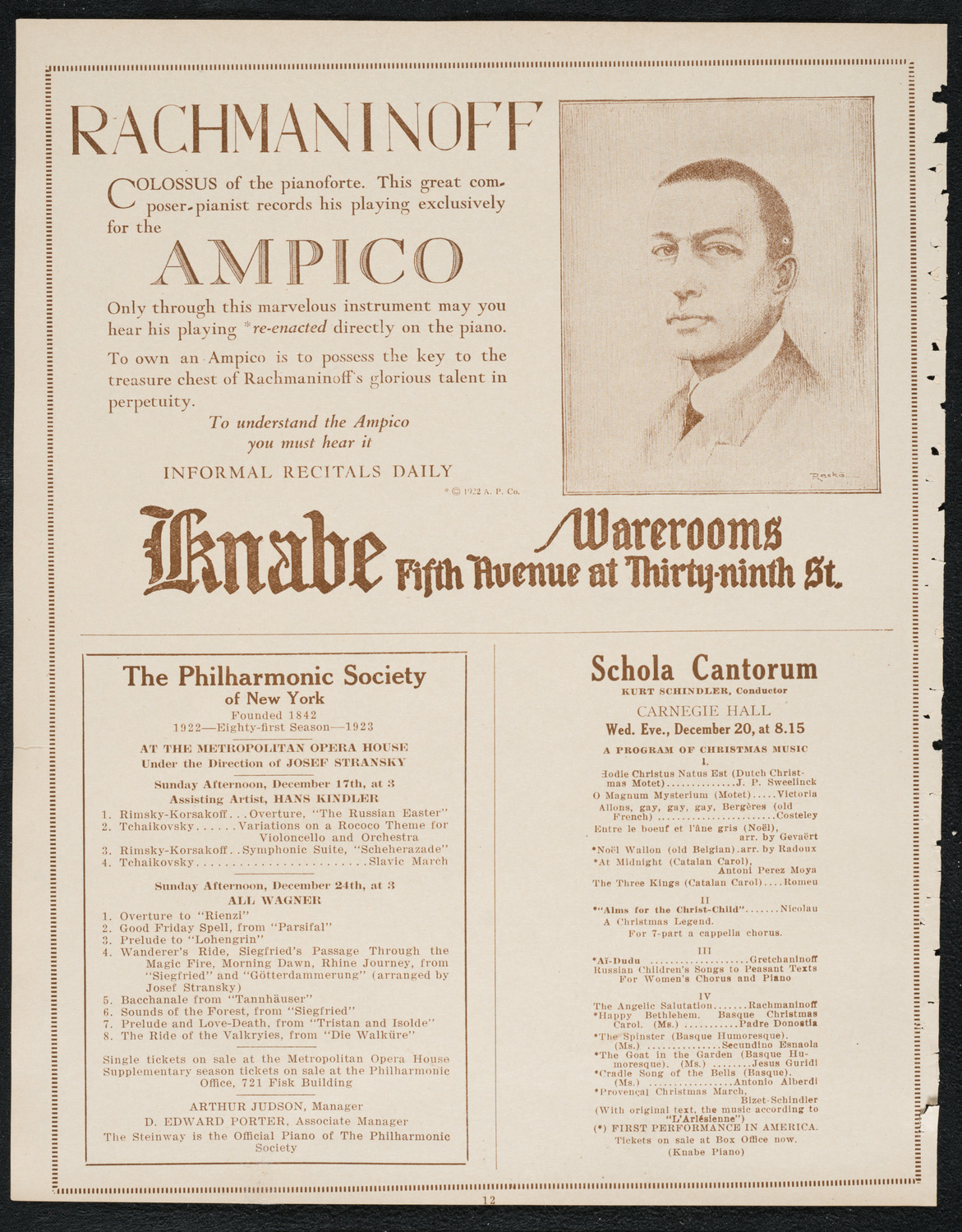 Colin O'More, Tenor, with Sigmund Schwarzenstein, Violin, December 15, 1922, program page 12