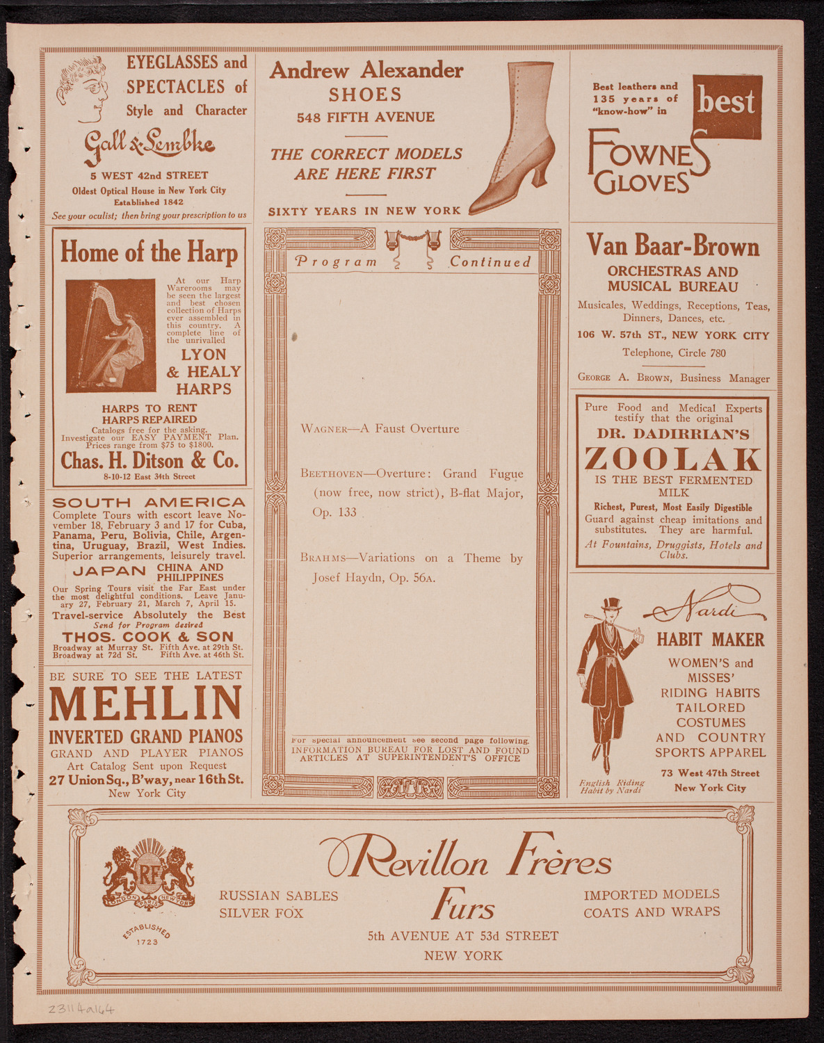 Boston Symphony Orchestra, November 4, 1916, program page 7