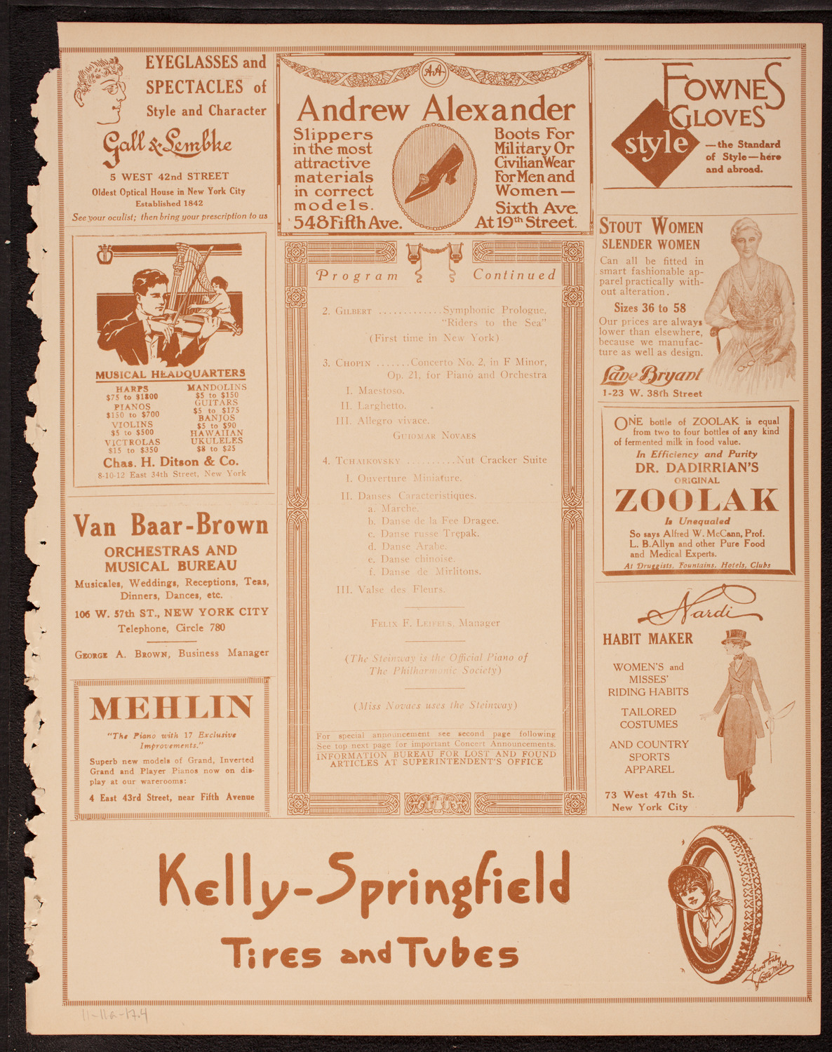New York Philharmonic, November 11, 1917, program page 7