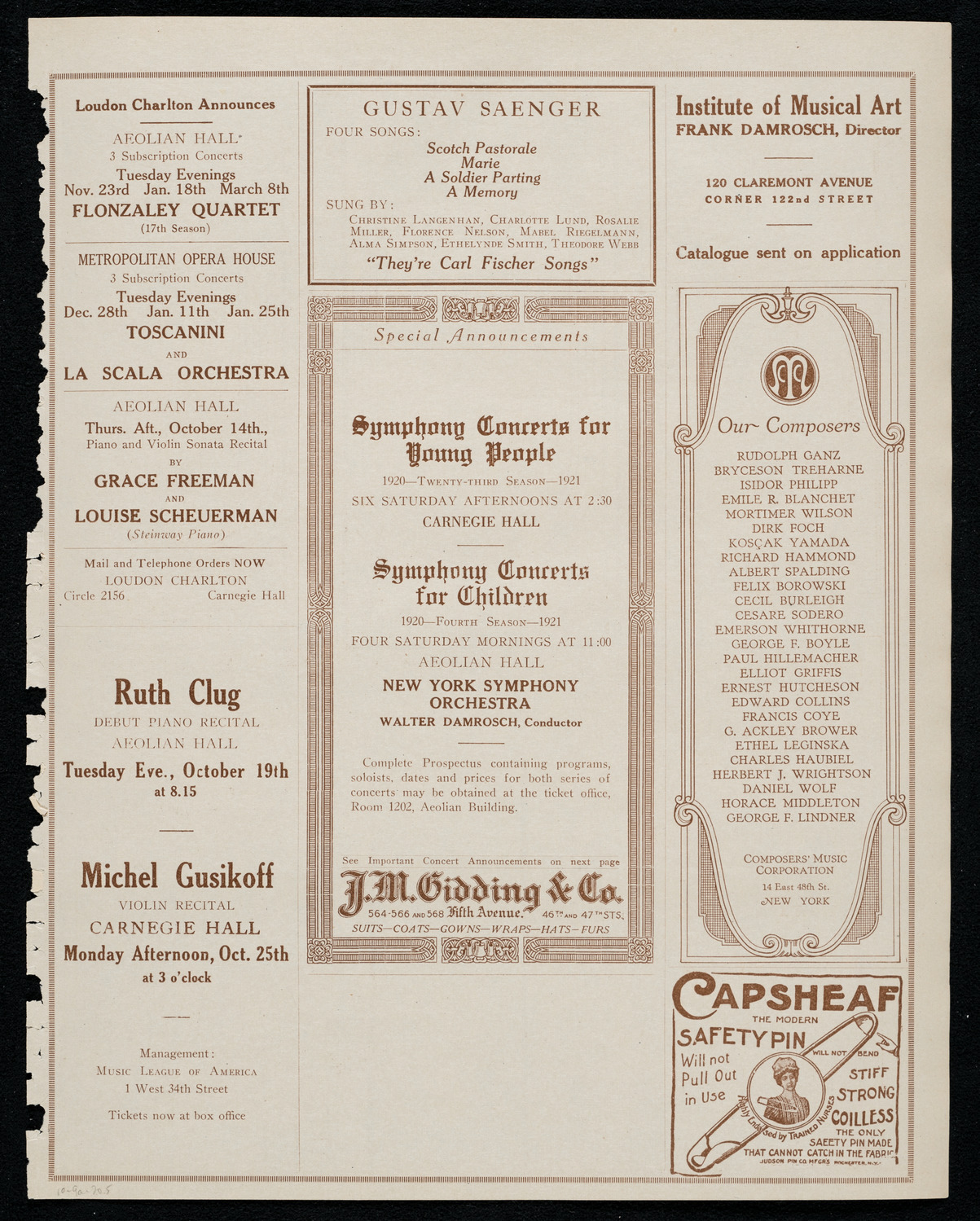 Raoul Vidas, Violin, October 9, 1920, program page 9