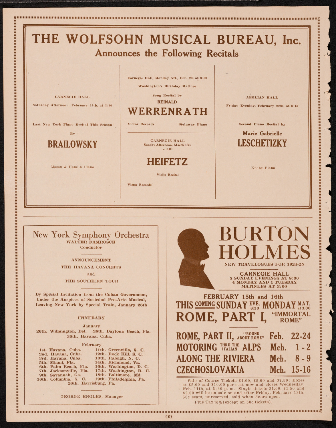 Frieda Hempel, Soprano, February 10, 1925, program page 8