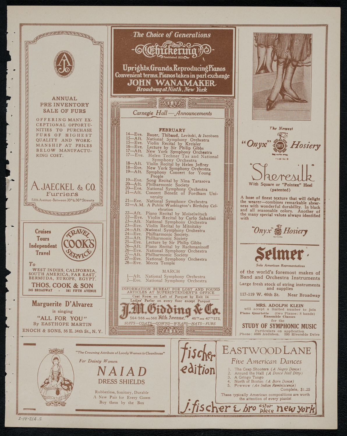 New York Symphony Orchestra, February 14, 1921, program page 3