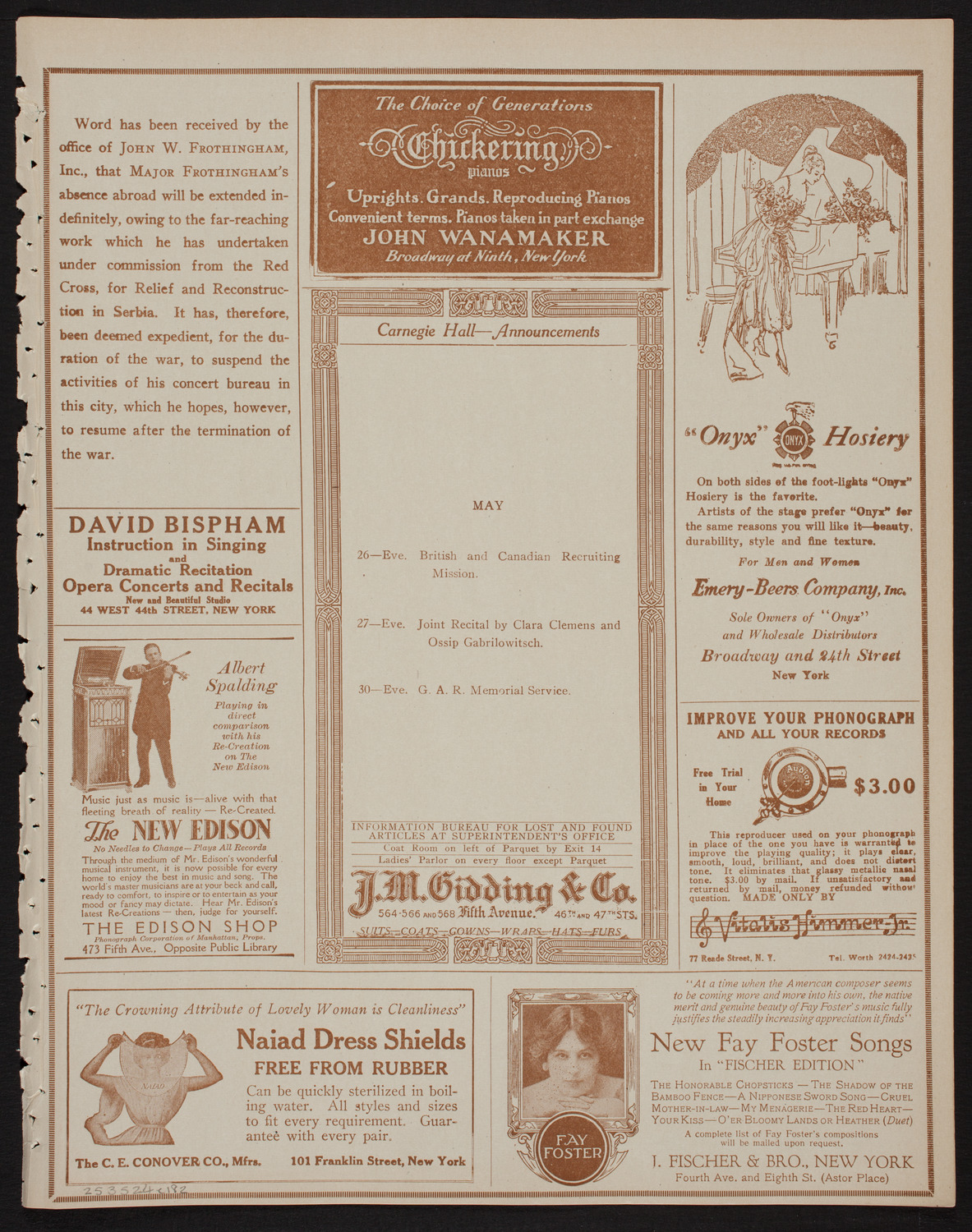 Lecture by Sergeant Ruth Farnam, May 24, 1918, program page 3
