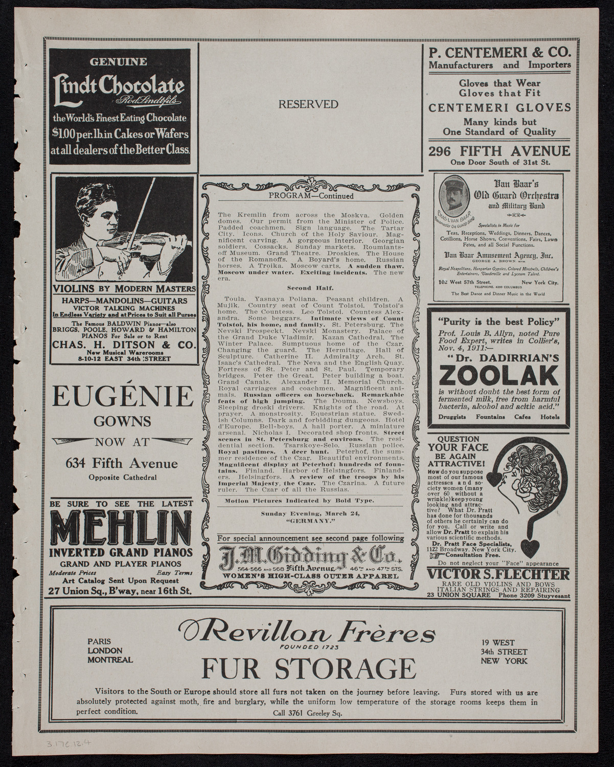 Newman Traveltalks: Moscow and St. Petersburg, March 17, 1912, program page 7