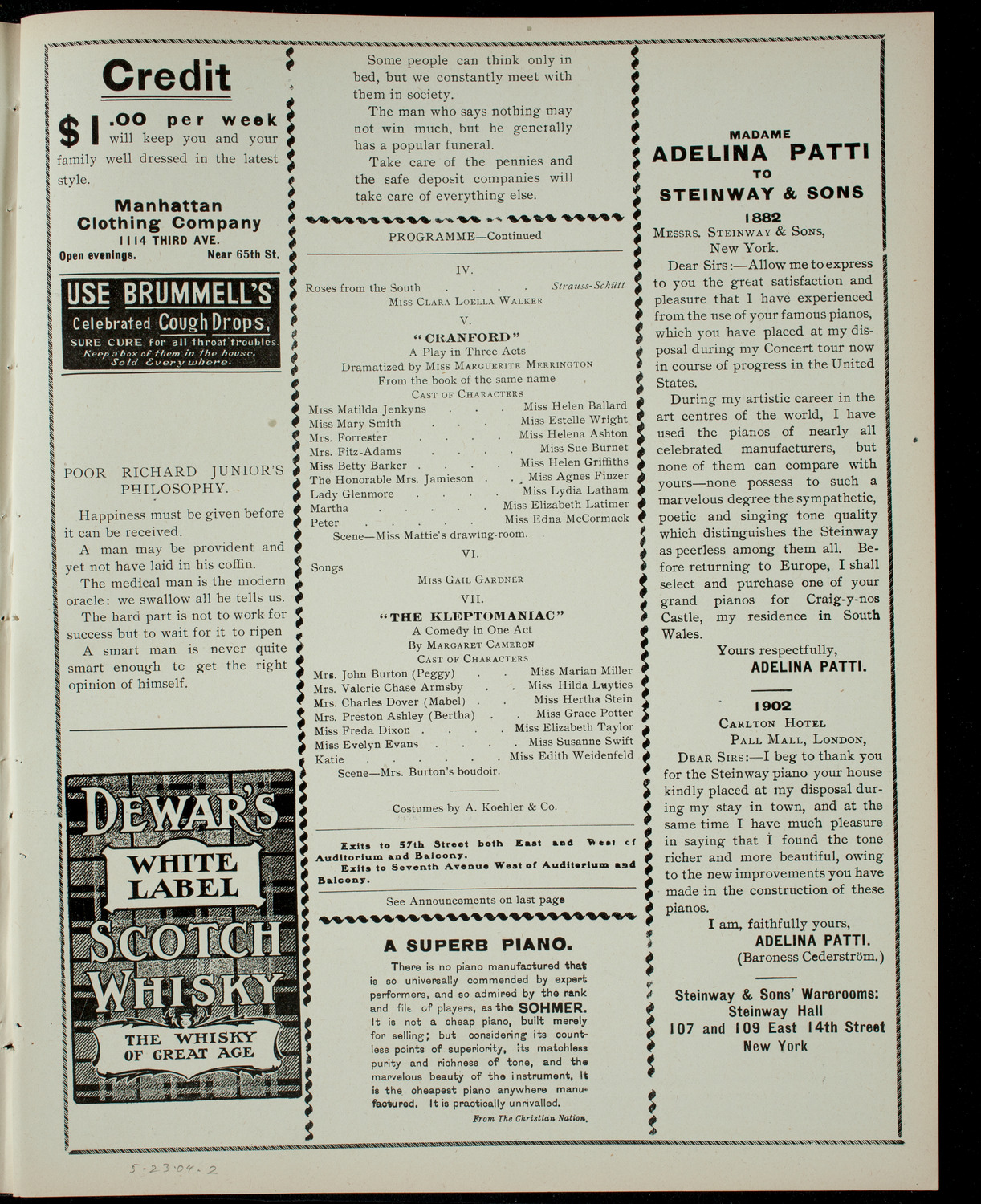 Dramatic Entertainment and Musical by the Merrill-Van Laer School, May 23, 1904, program page 3