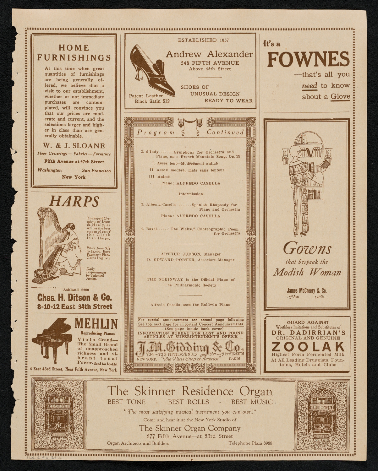 New York Philharmonic, February 9, 1923, program page 7