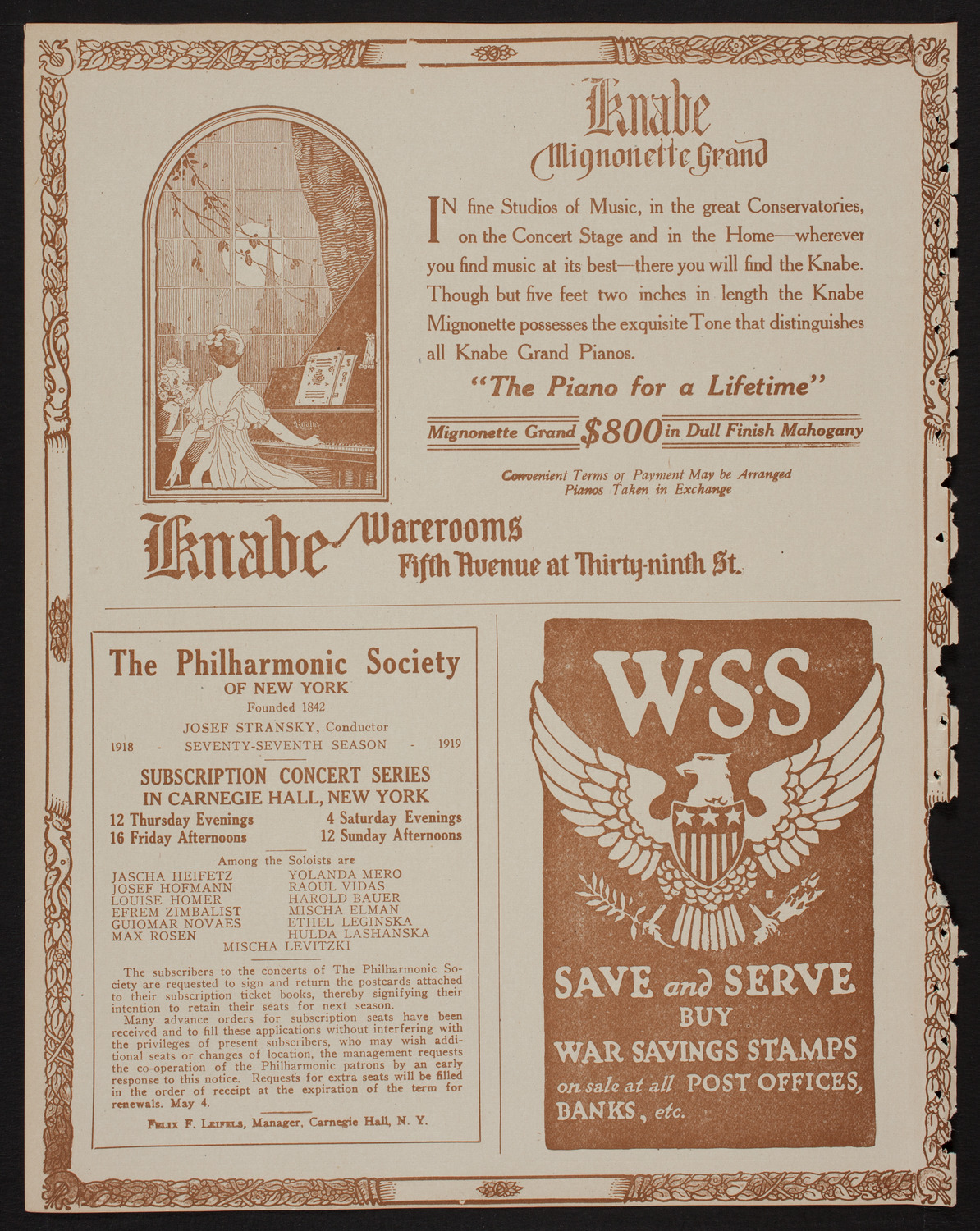 Josef Rosenblatt, Tenor, May 19, 1918, program page 12