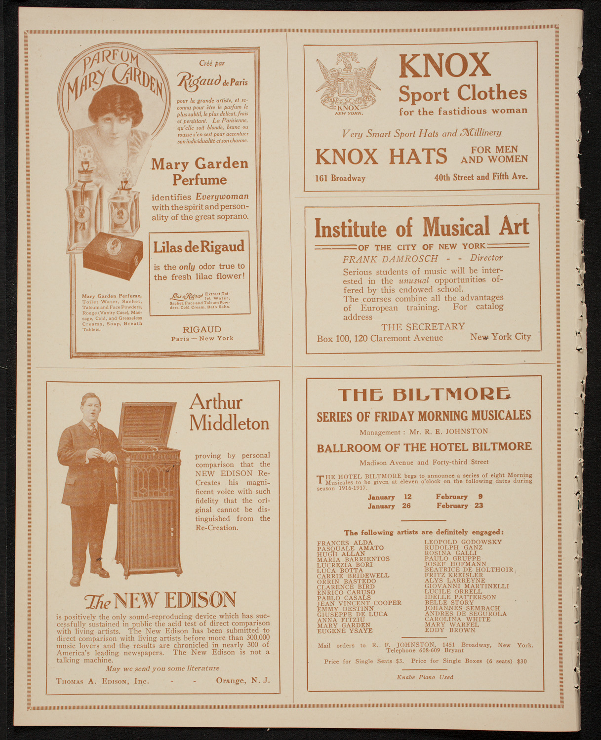 New York Philharmonic, January 5, 1917, program page 2