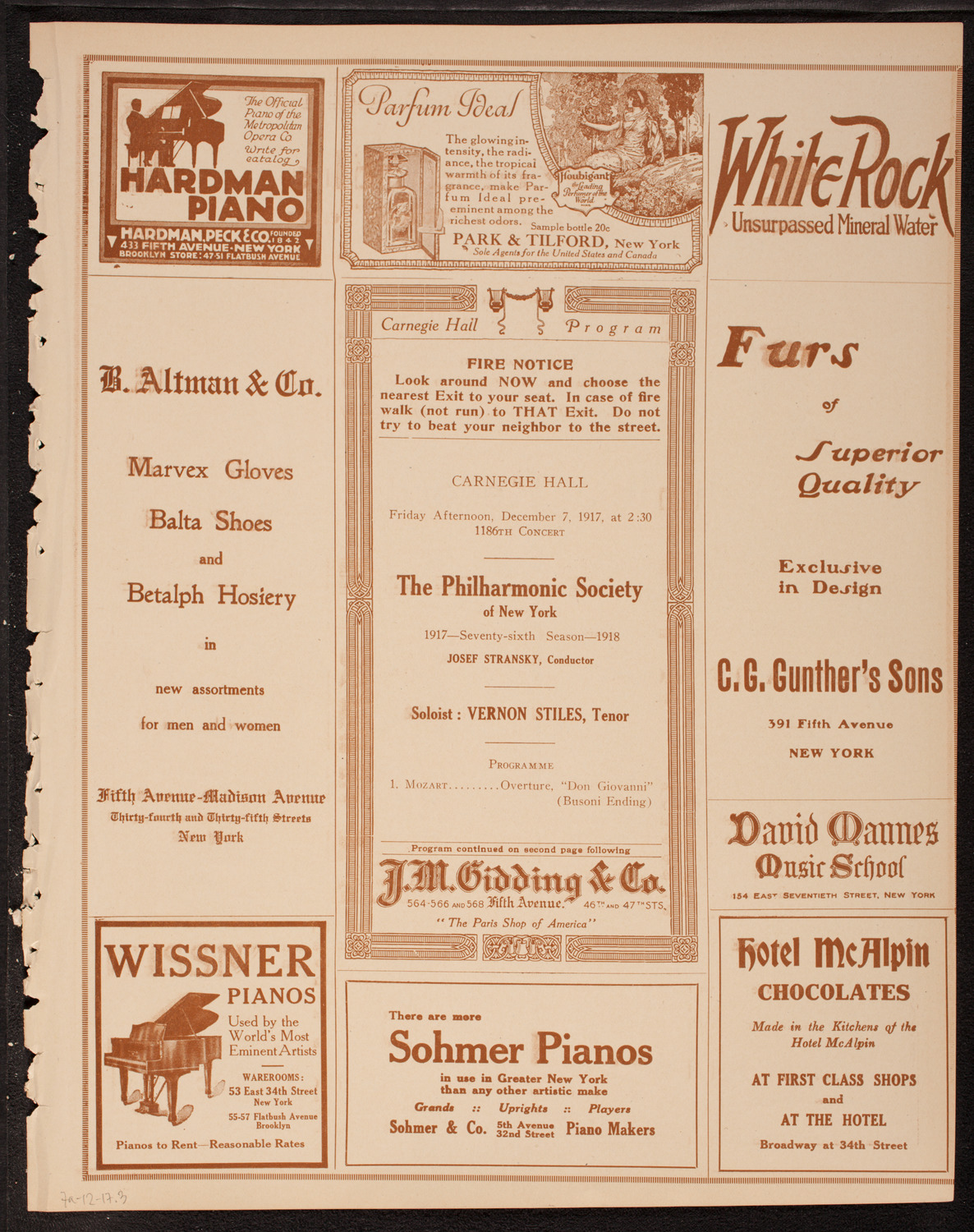 New York Philharmonic, December 7, 1917, program page 5