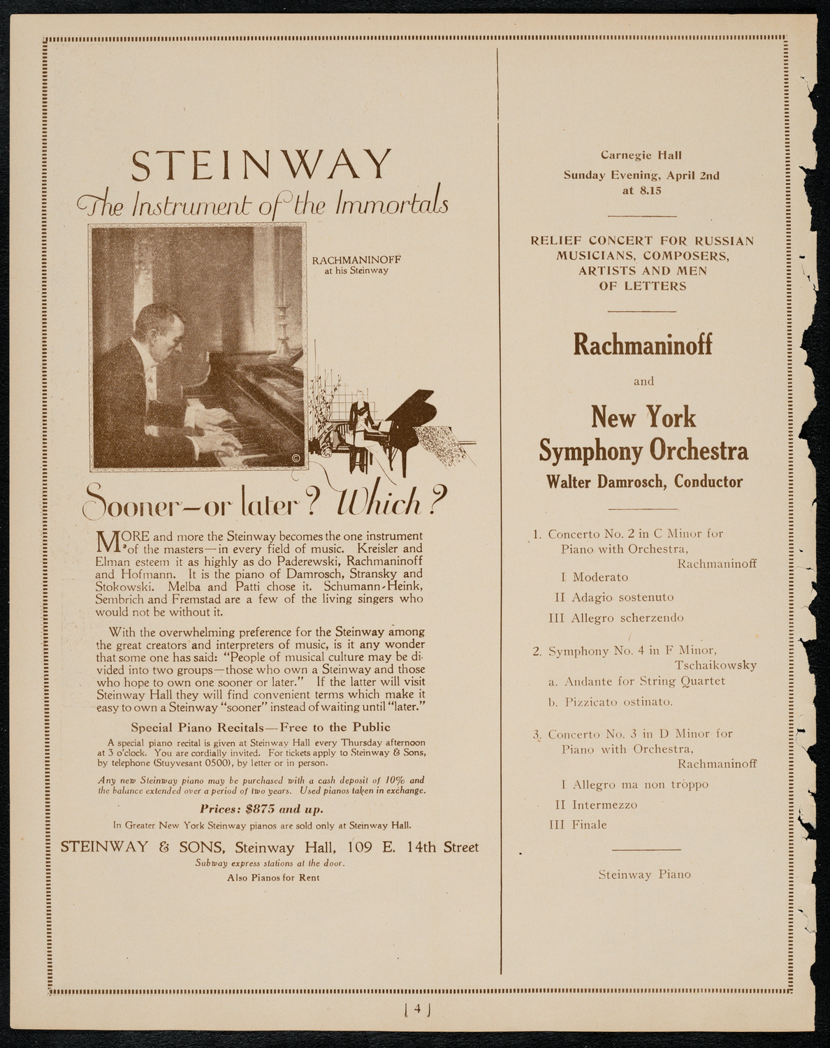 Nina Tarasova, Folk Singer, April 1, 1922, program page 4