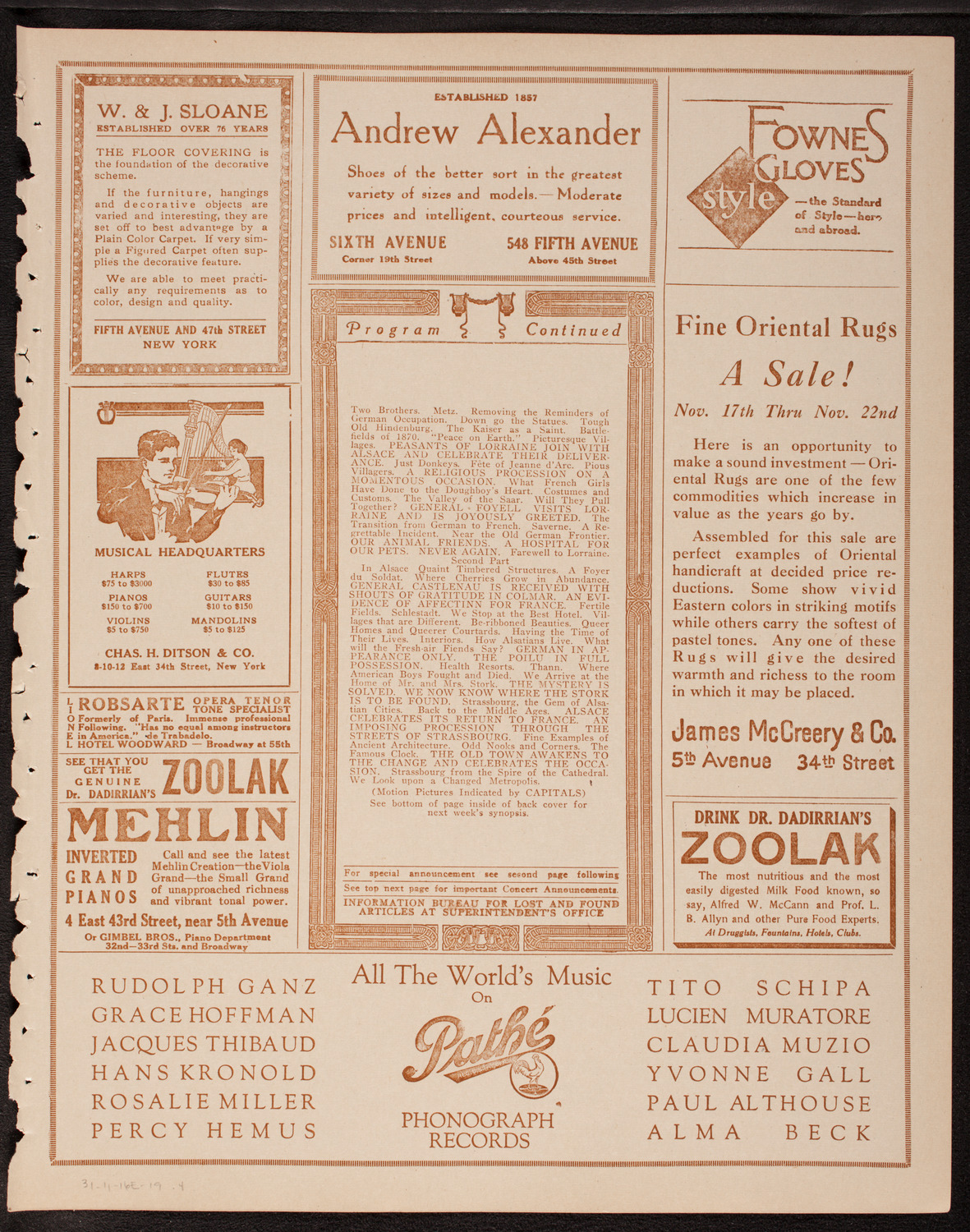 Newman Traveltalks: Alsace-Lorraine, November 16, 1919, program page 7
