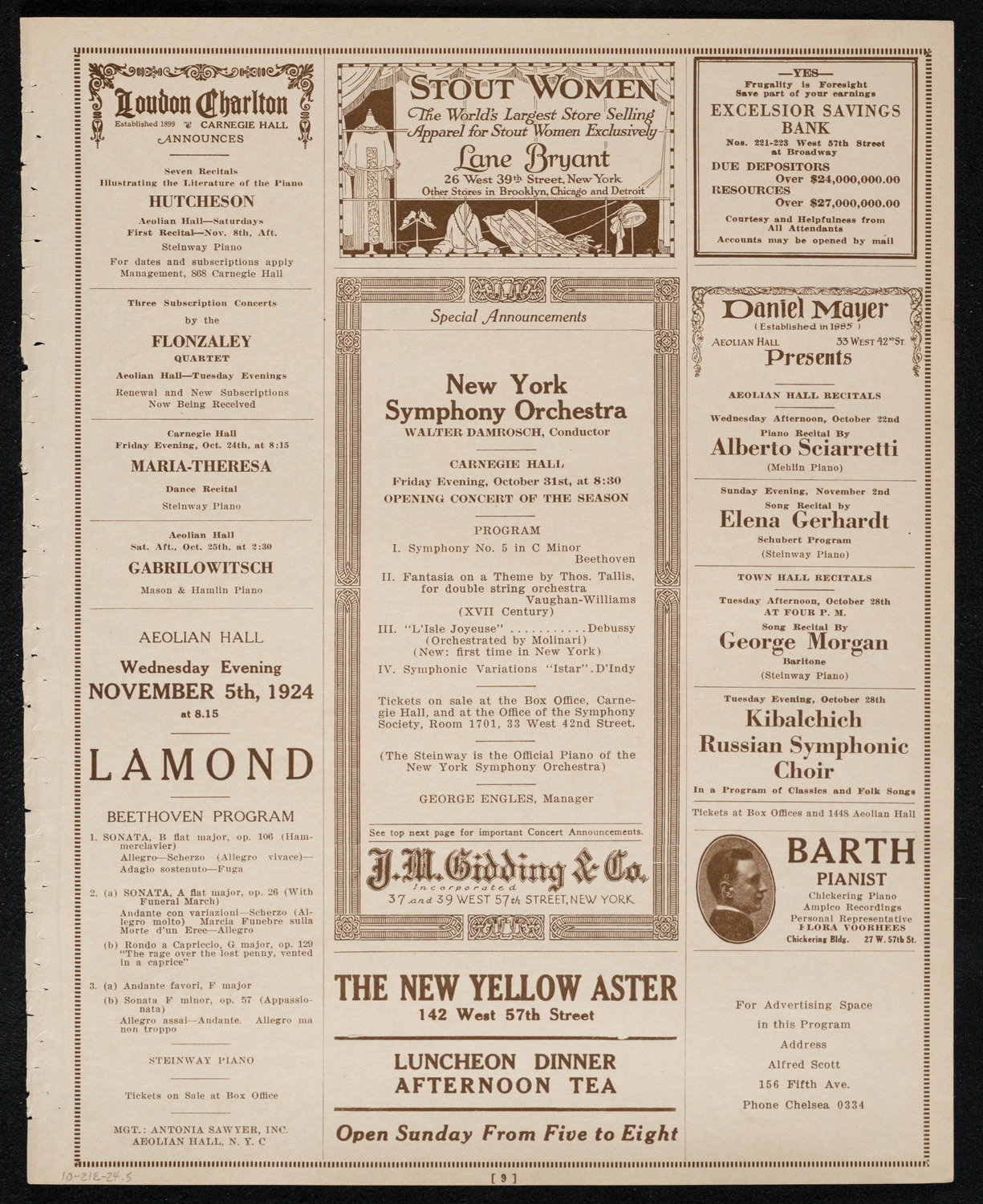 Philadelphia Orchestra, October 21, 1924, program page 9