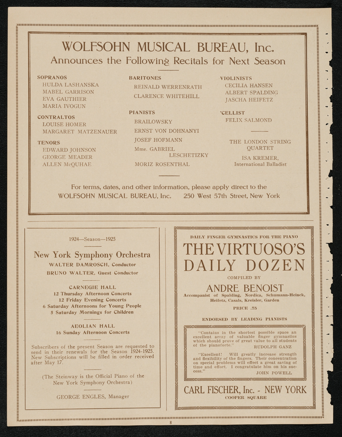 Ina Bourskaya and Rudolph Polk, April 20, 1924, program page 8