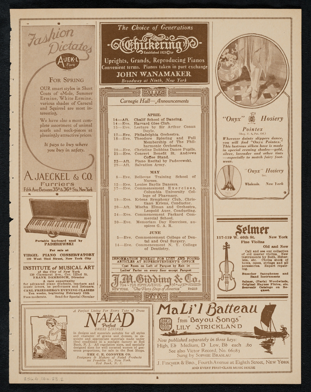 Children's Classes of the Chalif Russian School of Dancing, April 14, 1923, program page 3