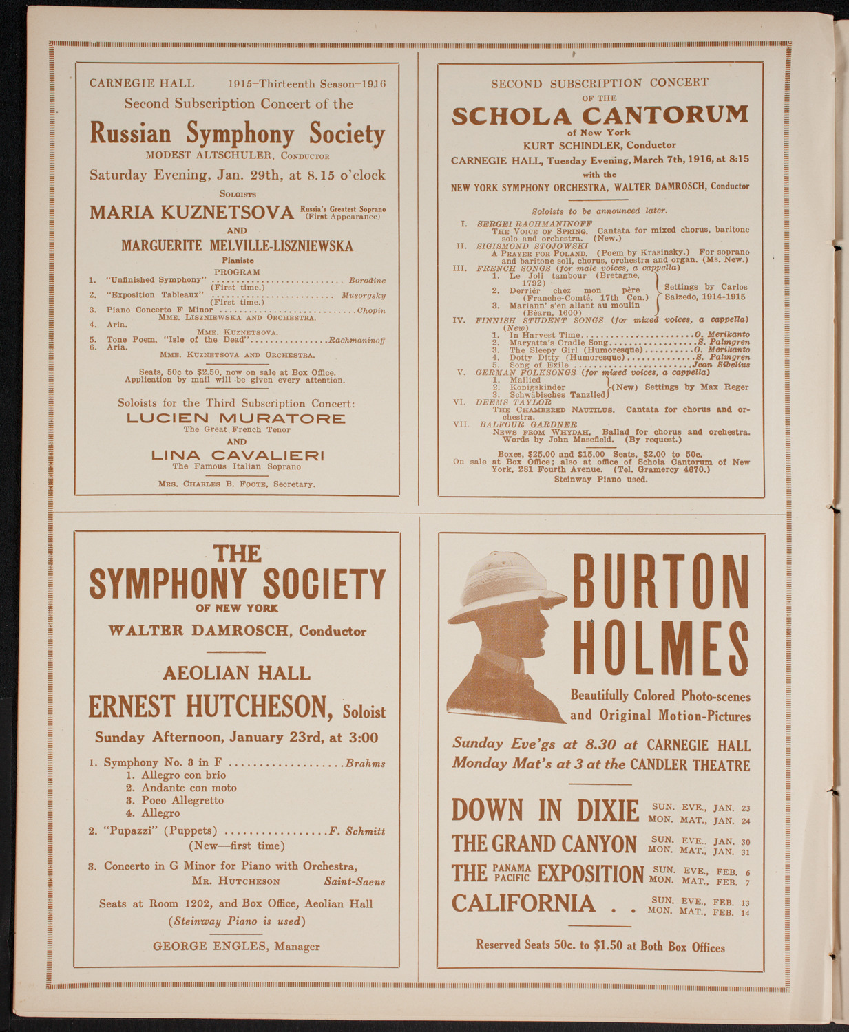 New York Philharmonic, January 20, 1916, program page 8
