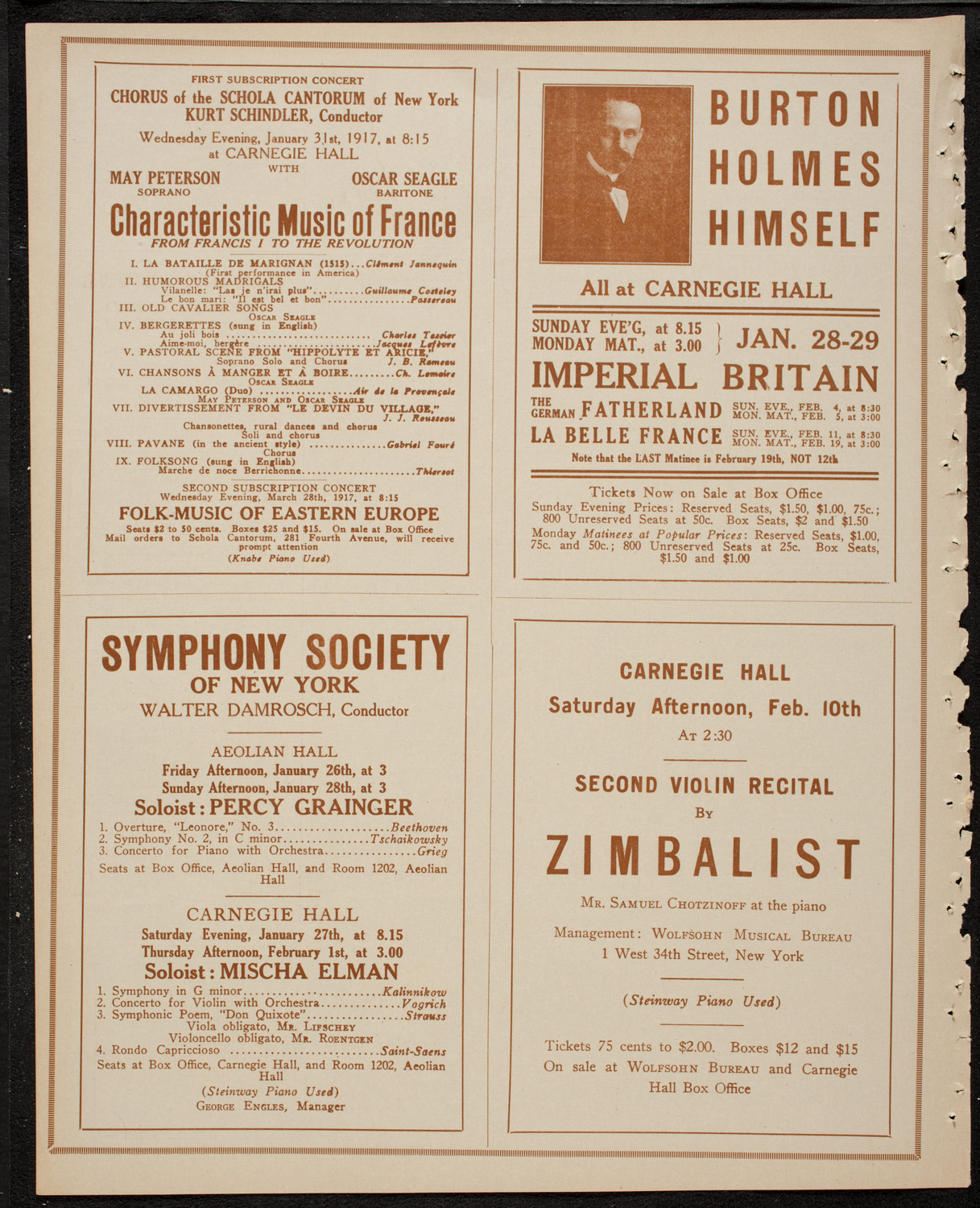 New York Philharmonic, January 26, 1917, program page 8