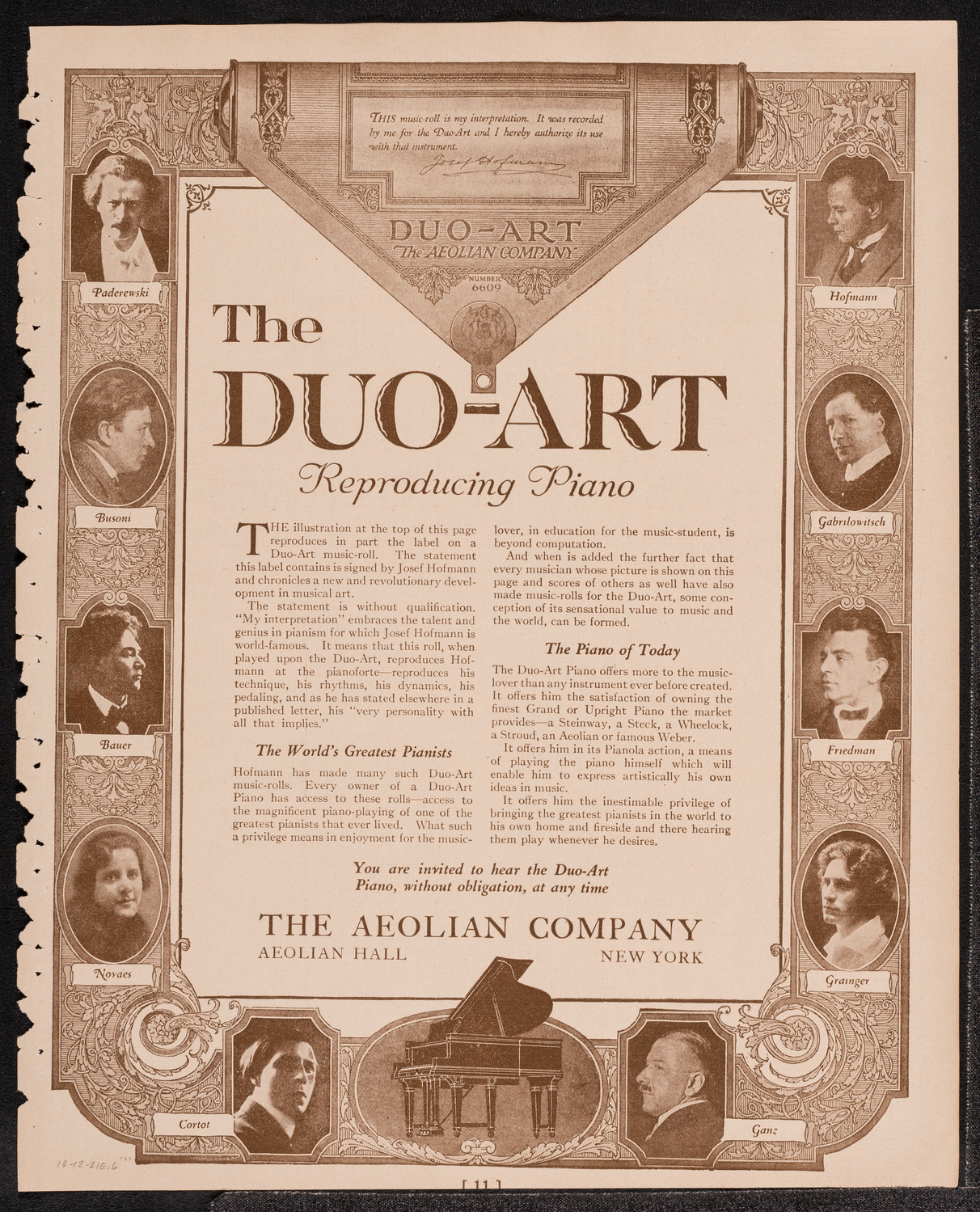 Concert and Address in Honor of Christopher Columbus, October 12, 1921, program page 11