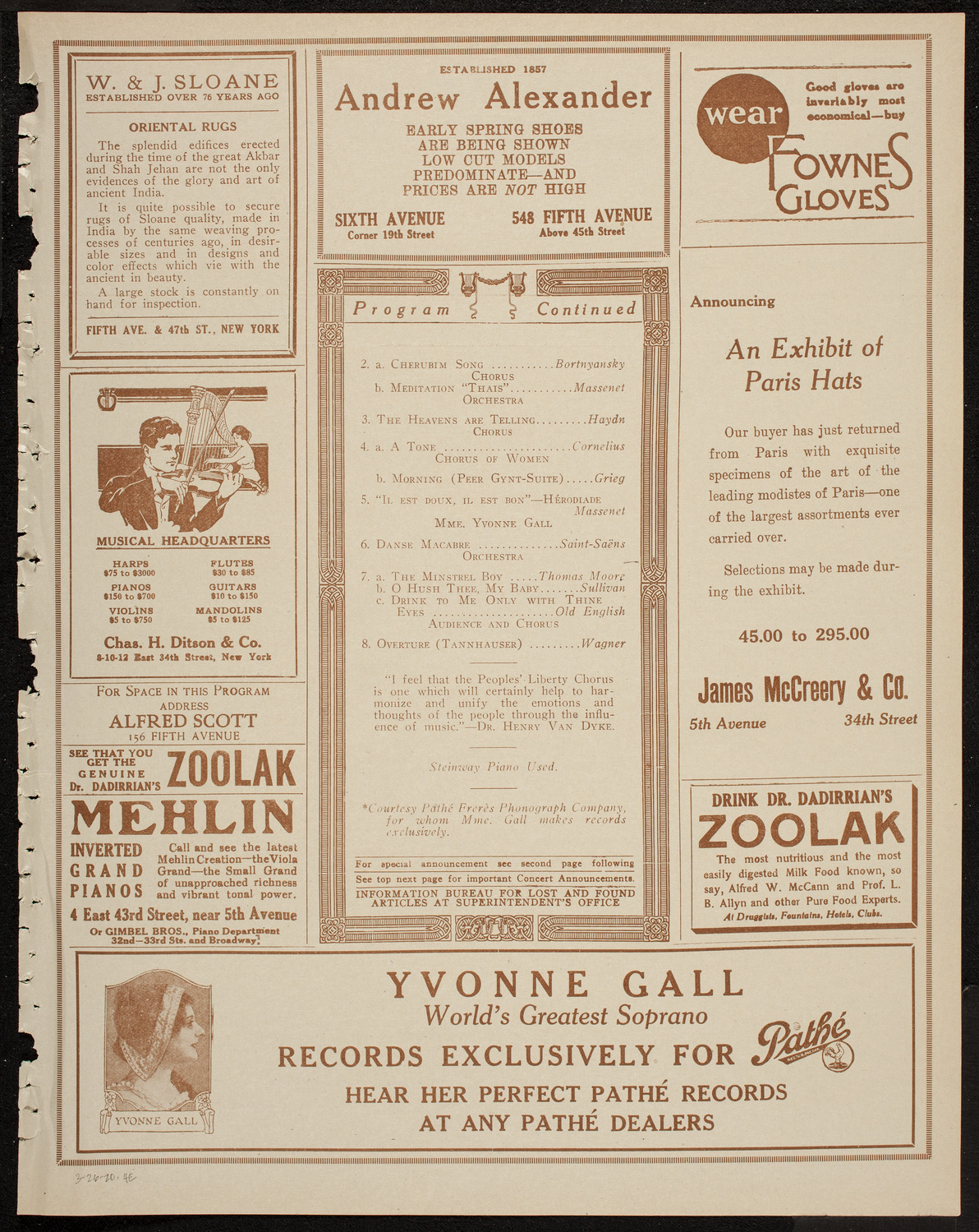 People's Liberty Chorus, March 26, 1920, program page 7