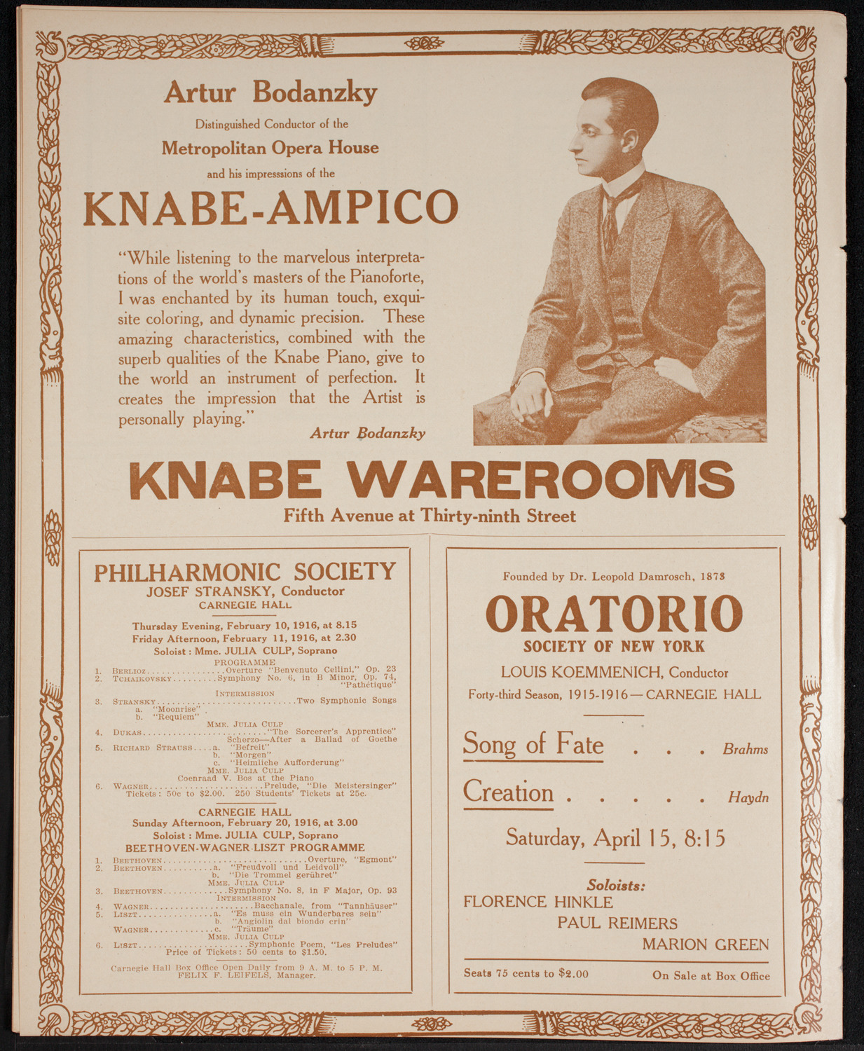 New York Philharmonic, February 6, 1916, program page 12