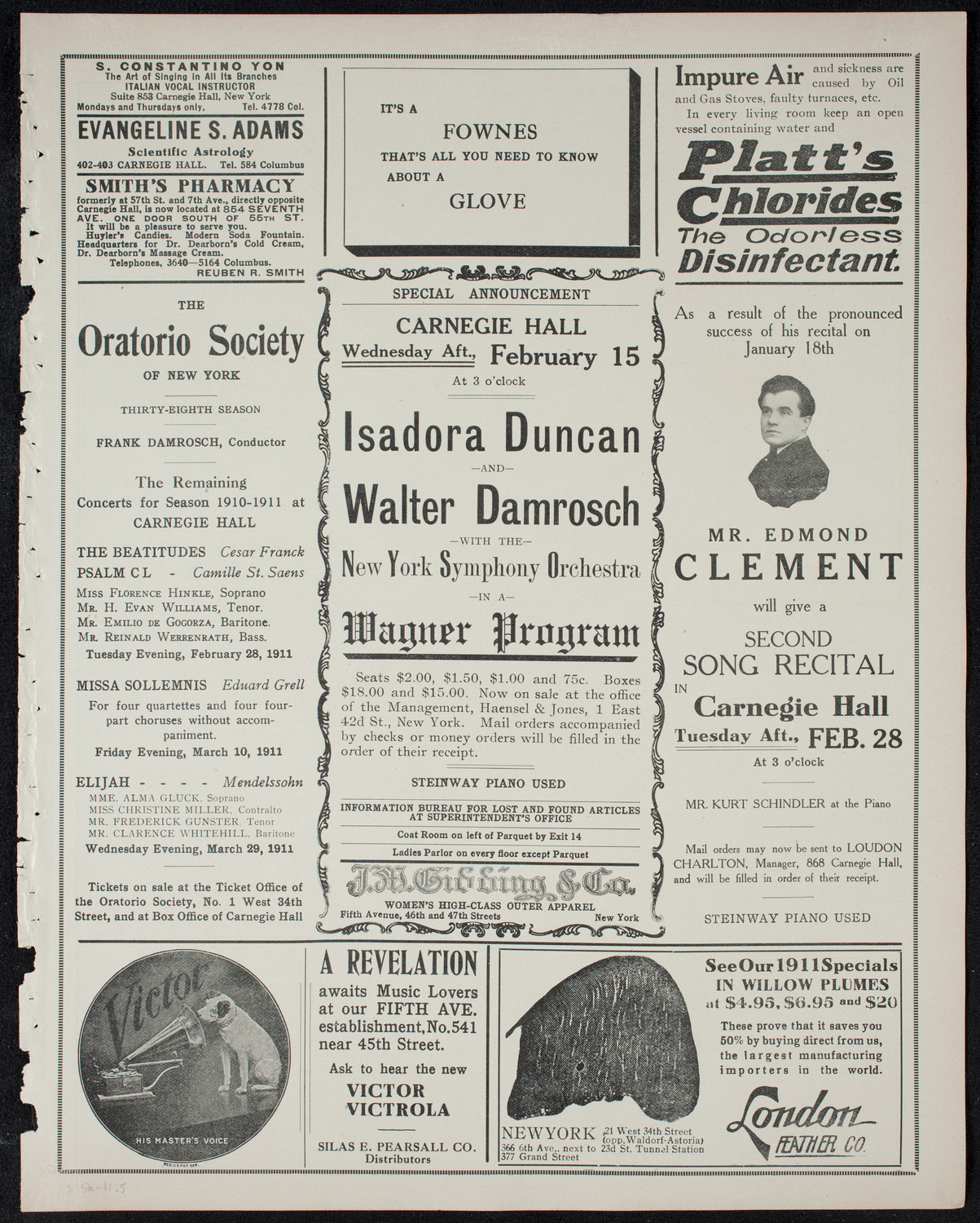 New York Philharmonic, February 5, 1911, program page 9