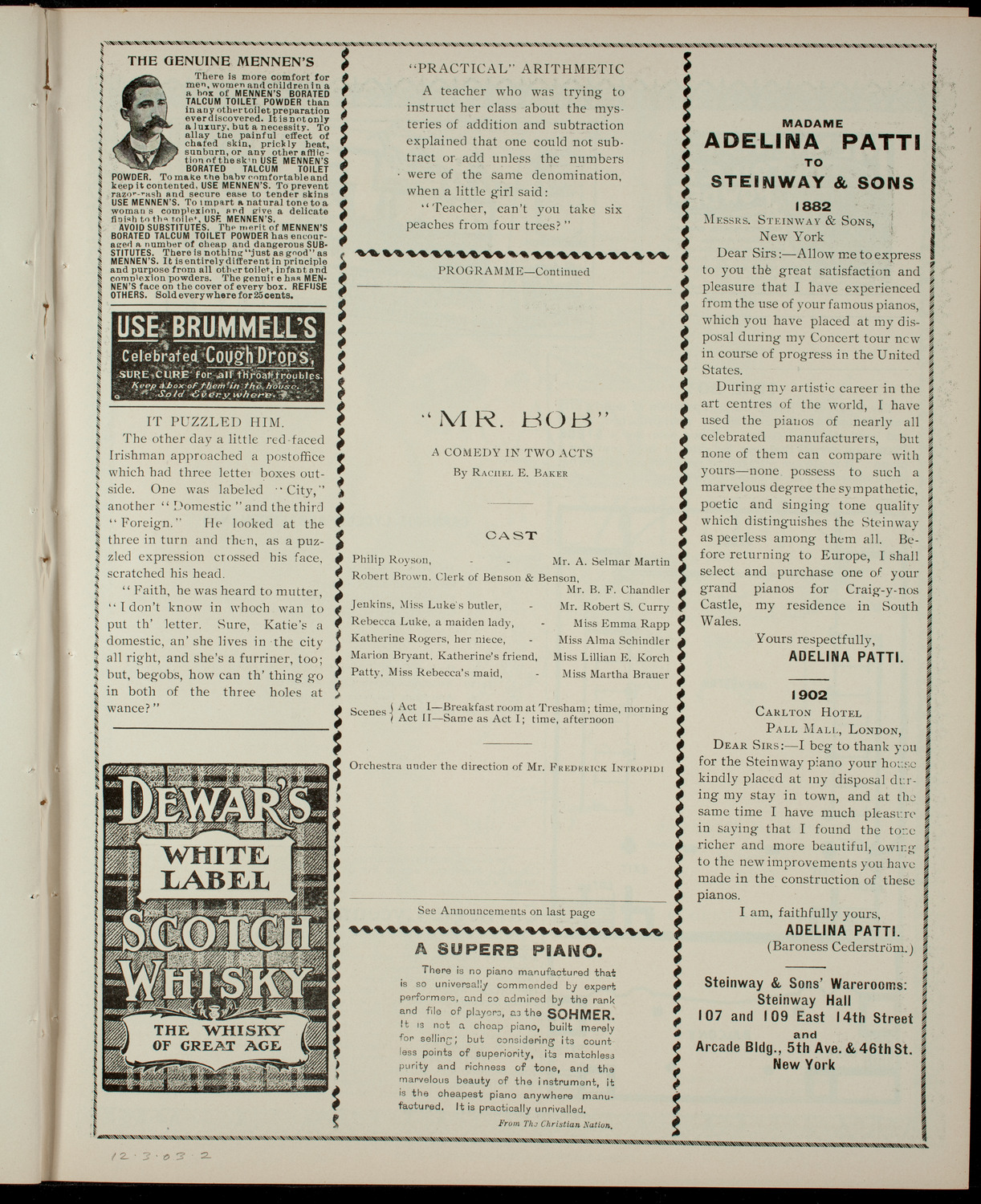 St. George's Dramatic and Literary Society, December 3, 1903, program page 3