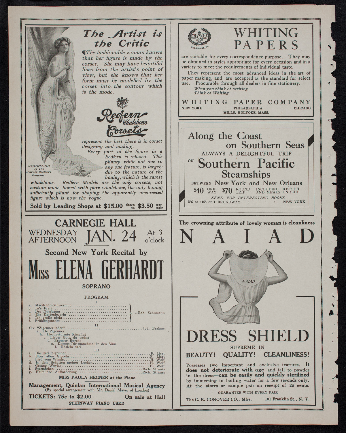 New York Philharmonic, January 19, 1912, program page 2