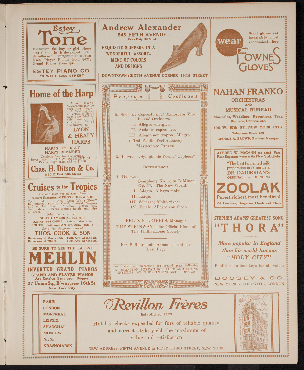 New York Philharmonic, January 7, 1916, program page 7