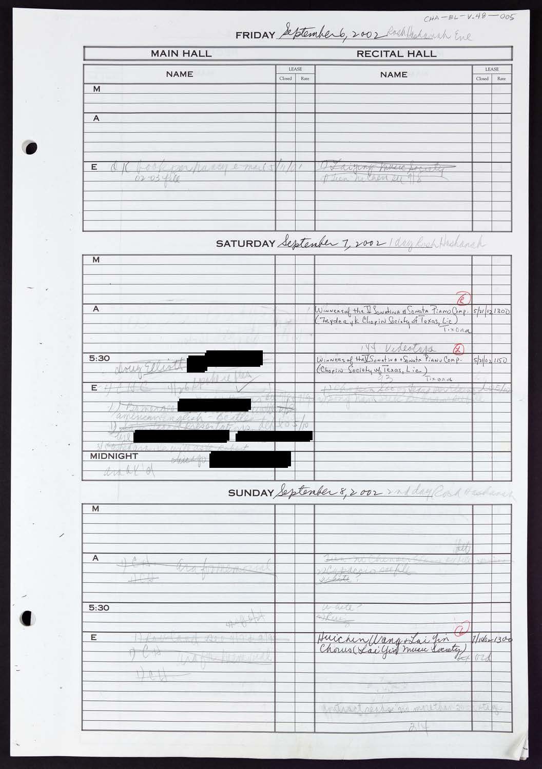 Carnegie Hall Booking Ledger, volume 48, page 5