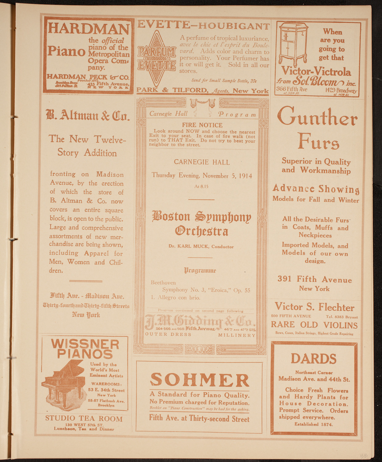 Boston Symphony Orchestra, November 5, 1914, program page 5