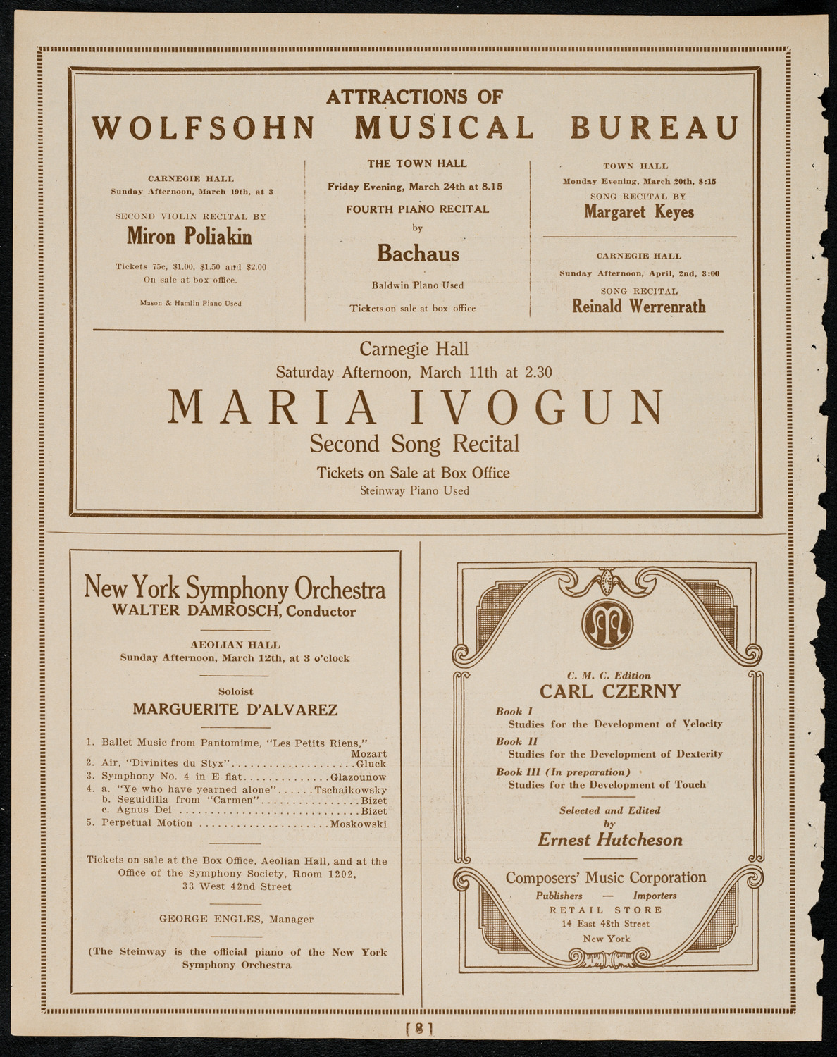 New York Symphony Orchestra, March 10, 1922, program page 8