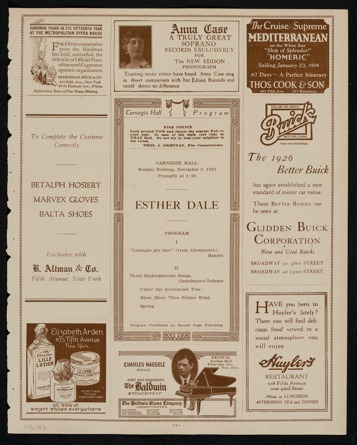Esther Dale, Soprano, November 9, 1925, program page 5