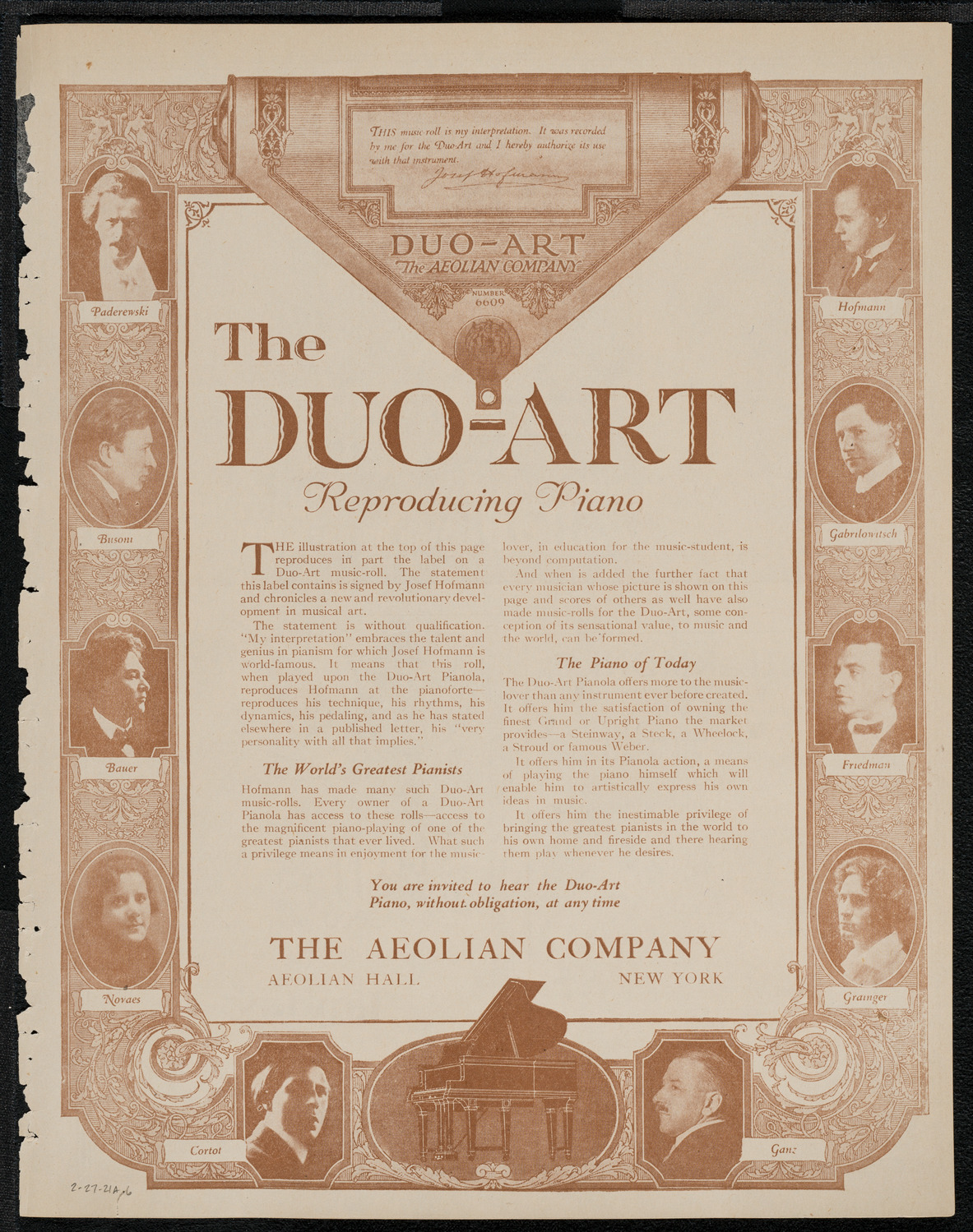 New York Philharmonic, February 27, 1921, program page 11
