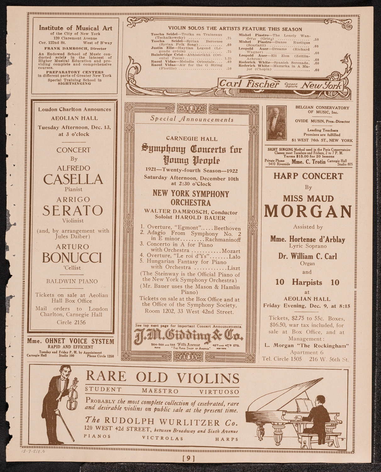 Elly Ney, Piano, December 7, 1921, program page 9