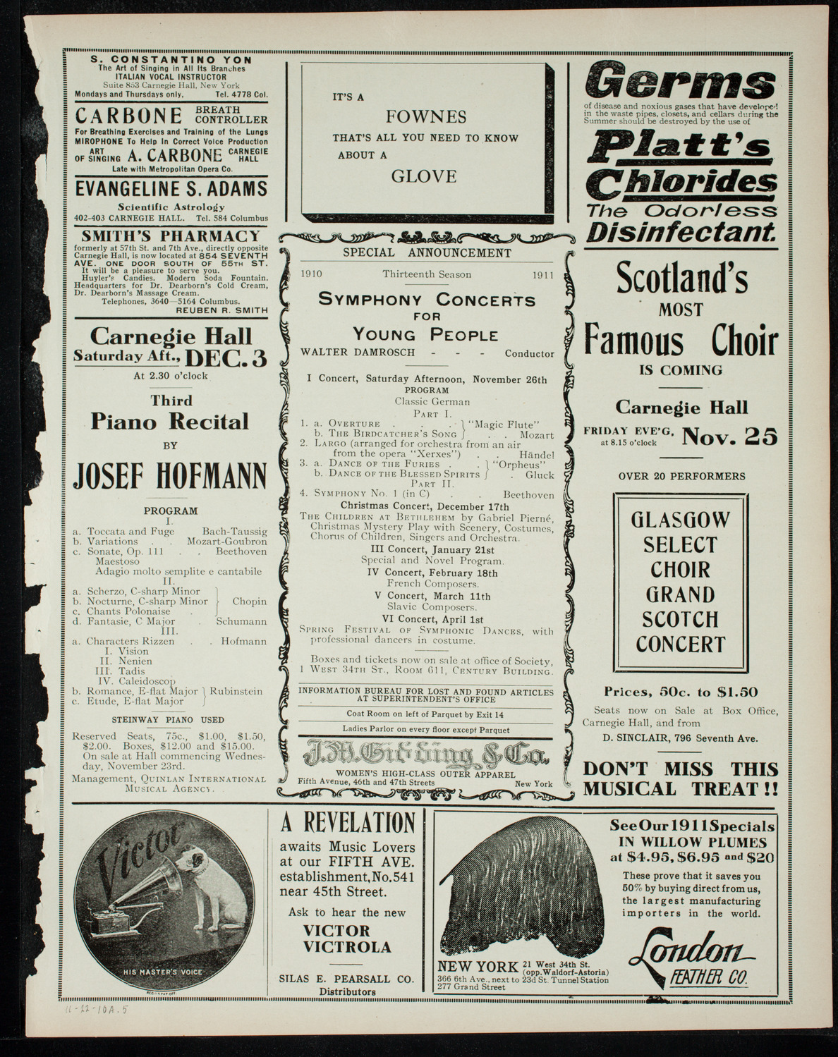 Alessandro Bonci, Tenor, November 22, 1910, program page 9