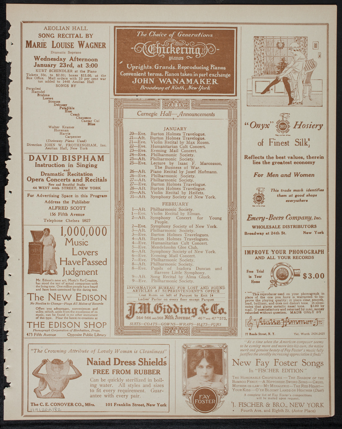 New York Philharmonic: Beethoven-Brahms Festival, January 20, 1918, program page 3