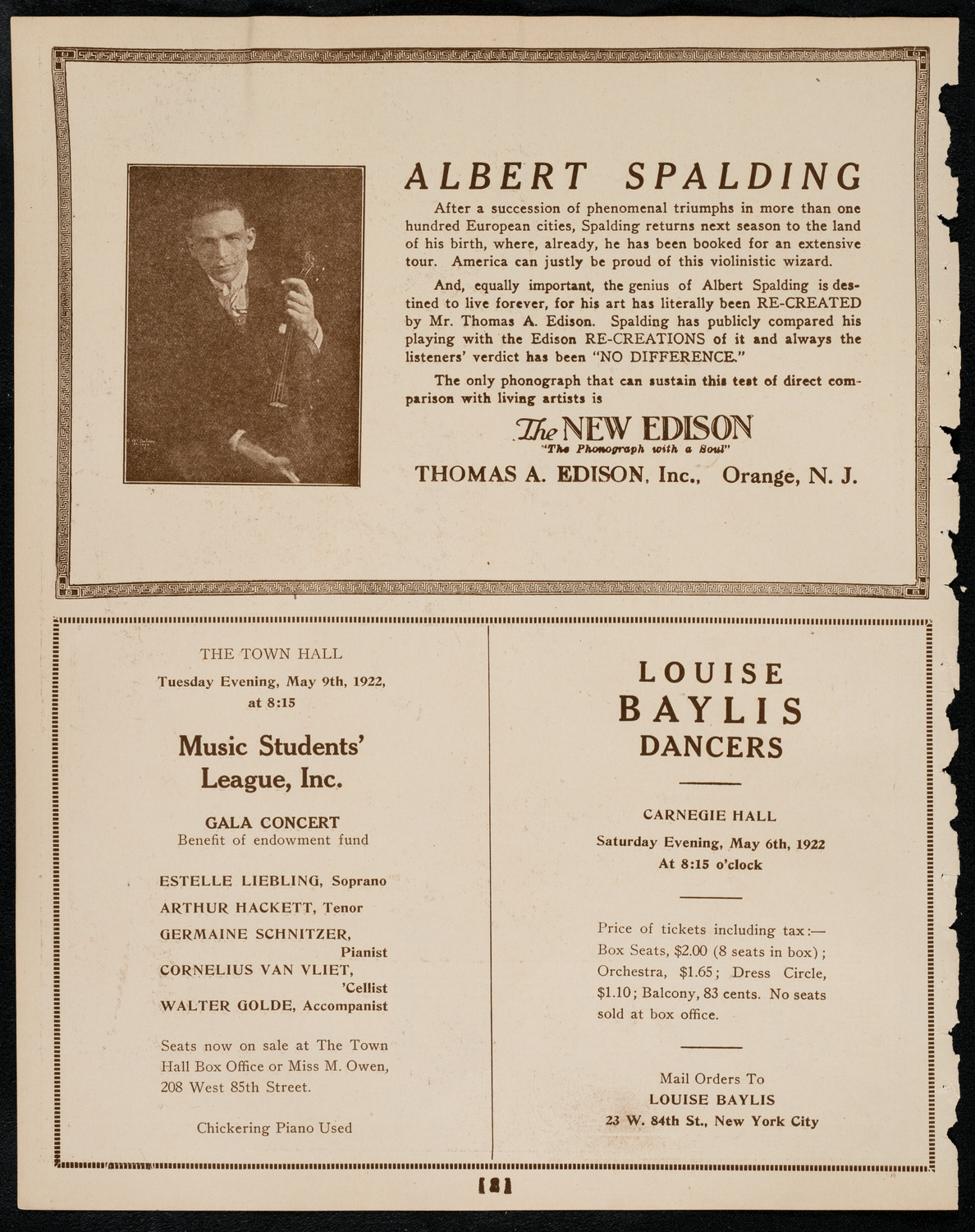 The Ampico Film "Immortalized", May 4, 1922, program page 2