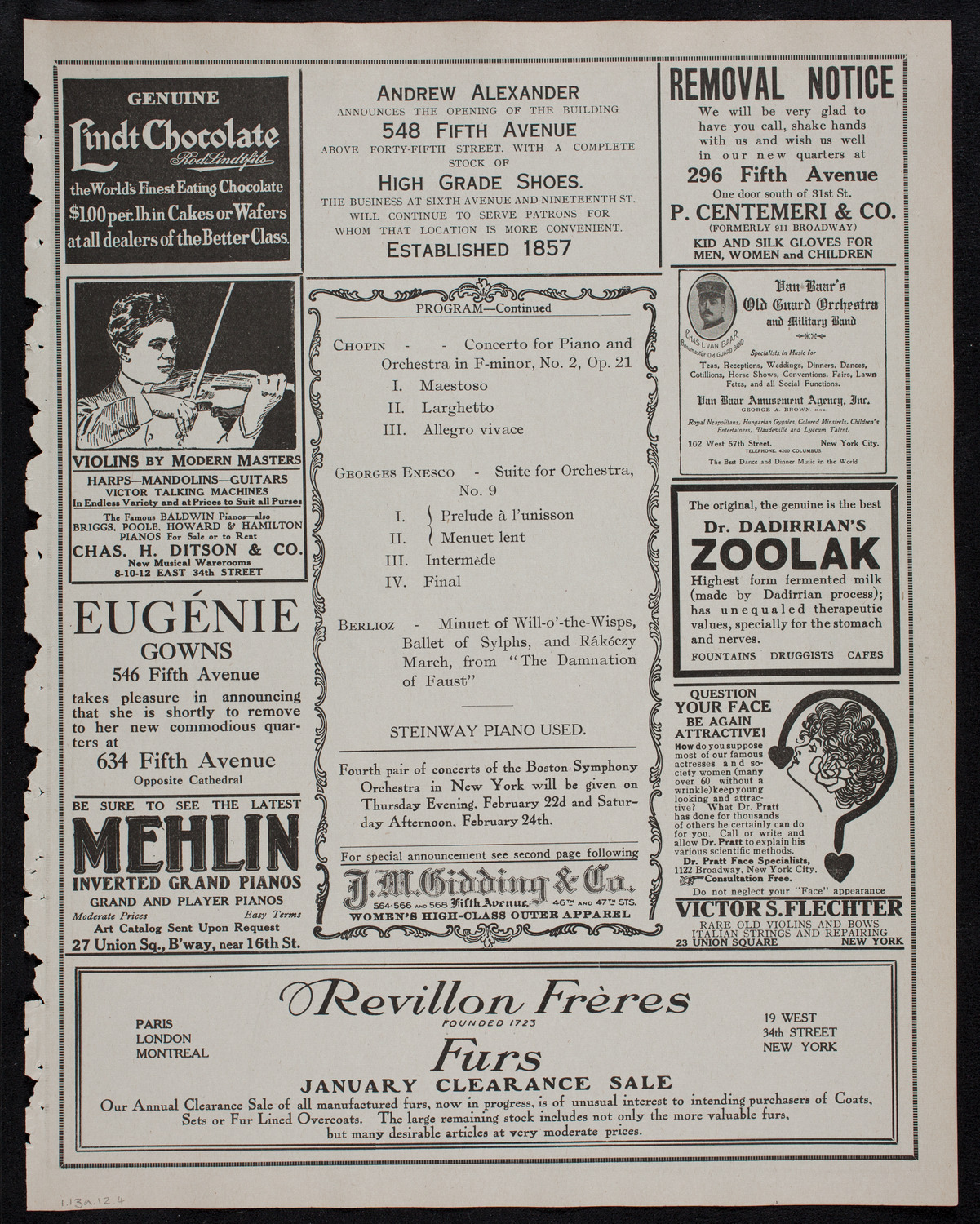 Boston Symphony Orchestra, January 13, 1912, program page 7