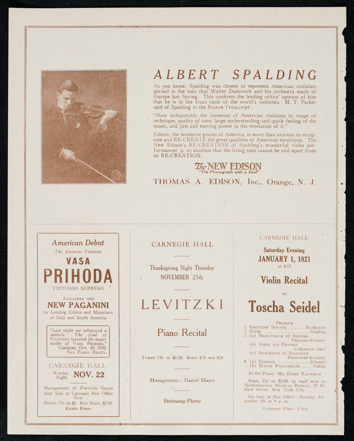 New York Philharmonic, November 18, 1920, program page 2