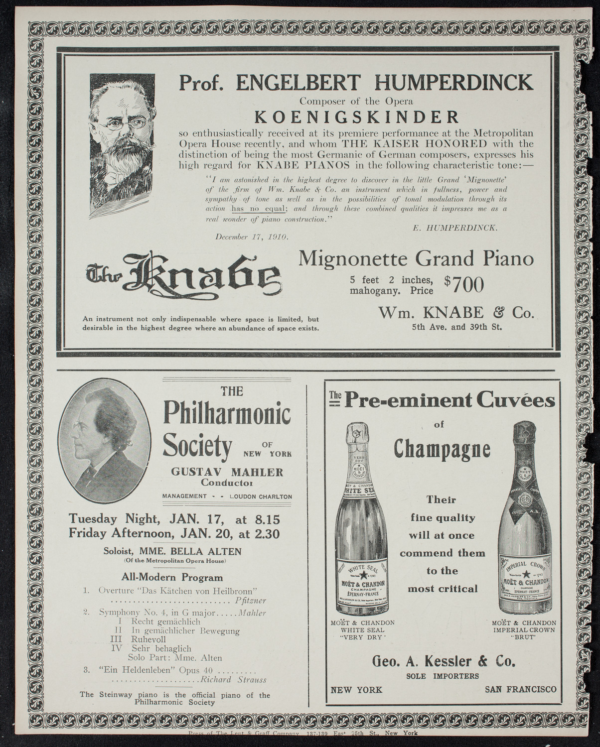 New York Philharmonic, January 15, 1911, program page 12