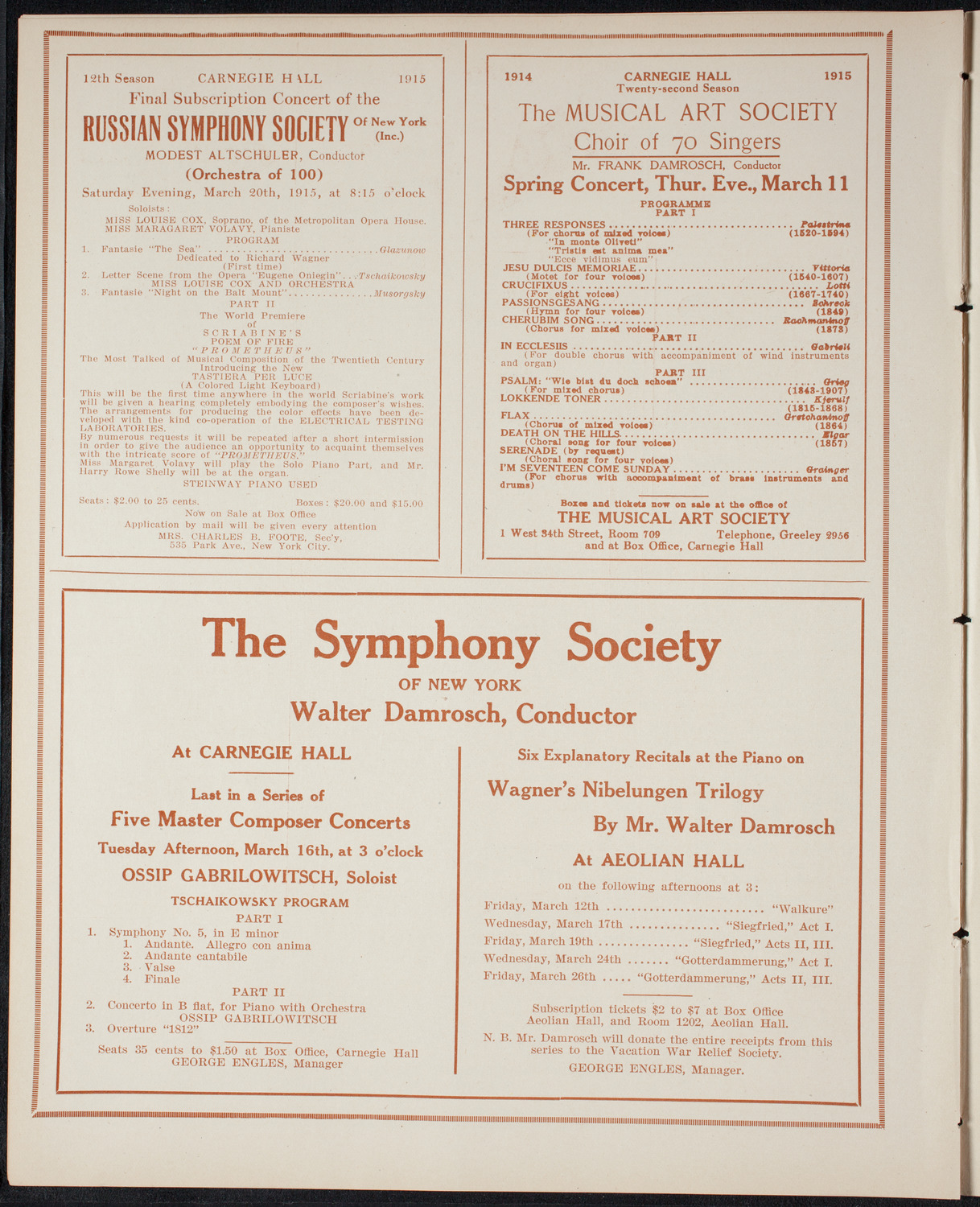 Marcella Sembrich, Soprano, March 11, 1915, program page 8