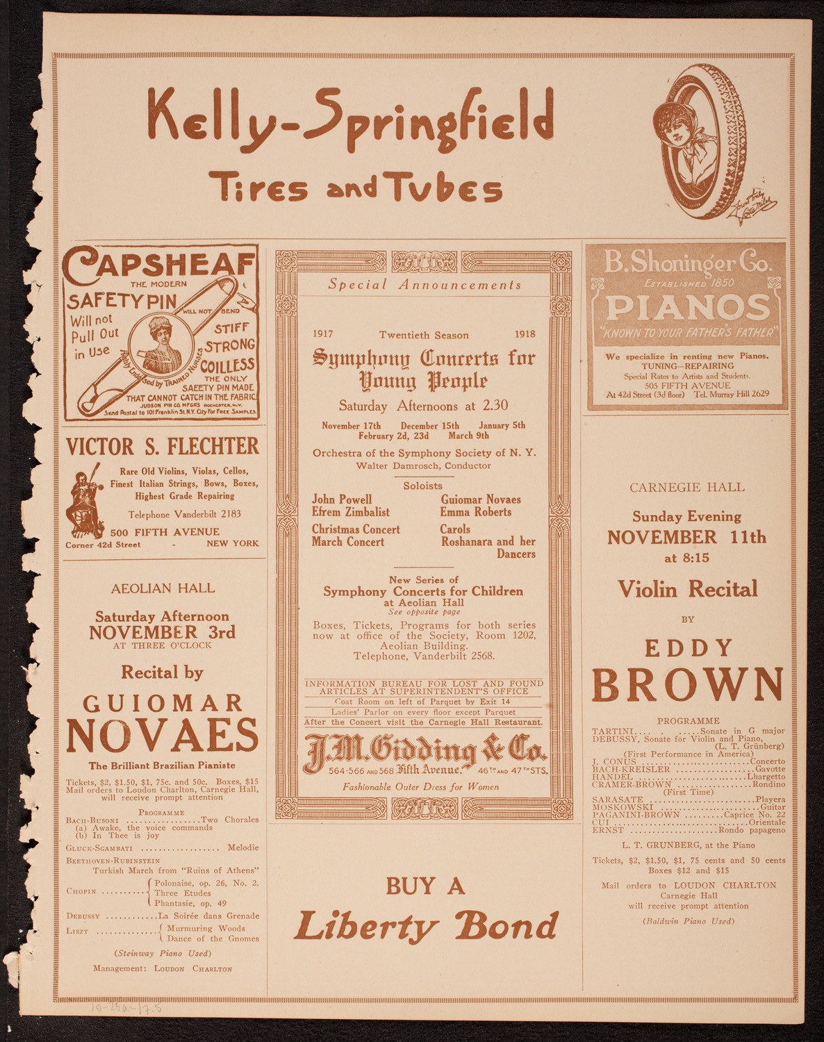 New York Symphony Orchestra, October 25, 1917, program page 9
