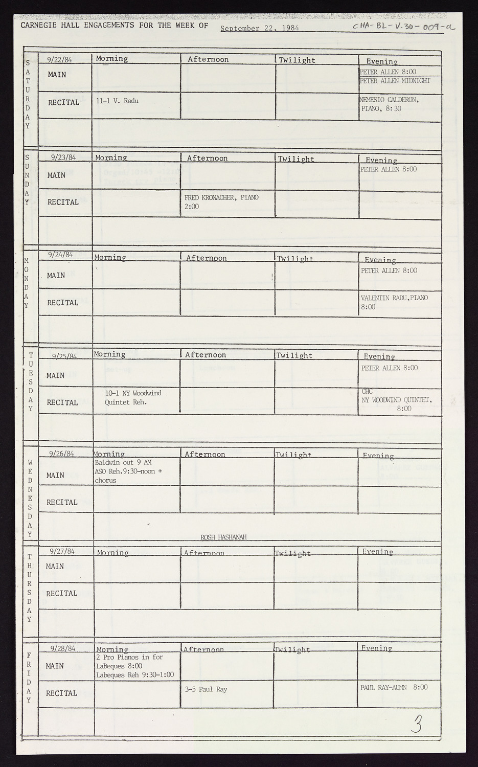 Carnegie Hall Booking Ledger, volume 30, page 9a