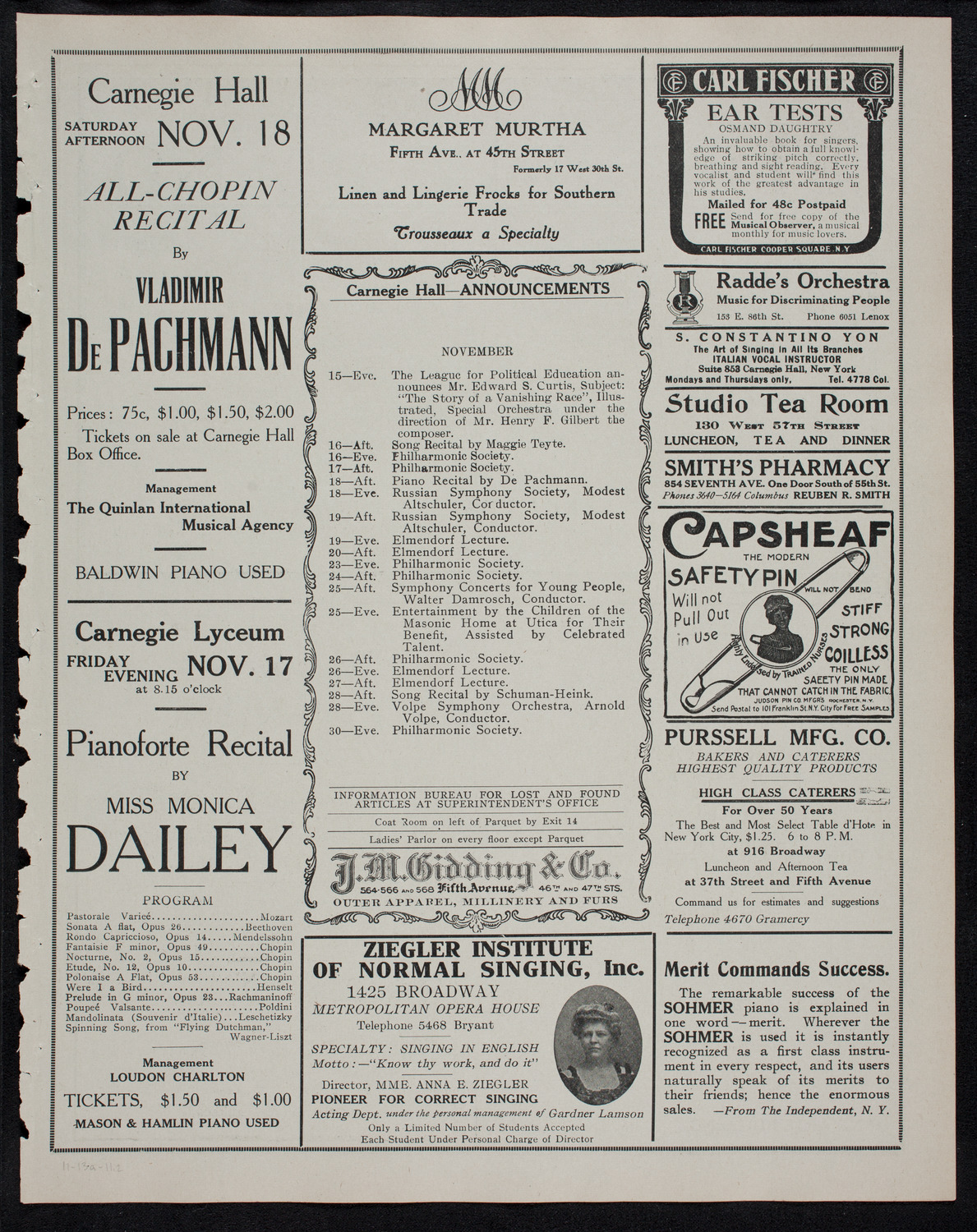 Elmendorf Lecture: The Riviera, November 13, 1911, program page 3