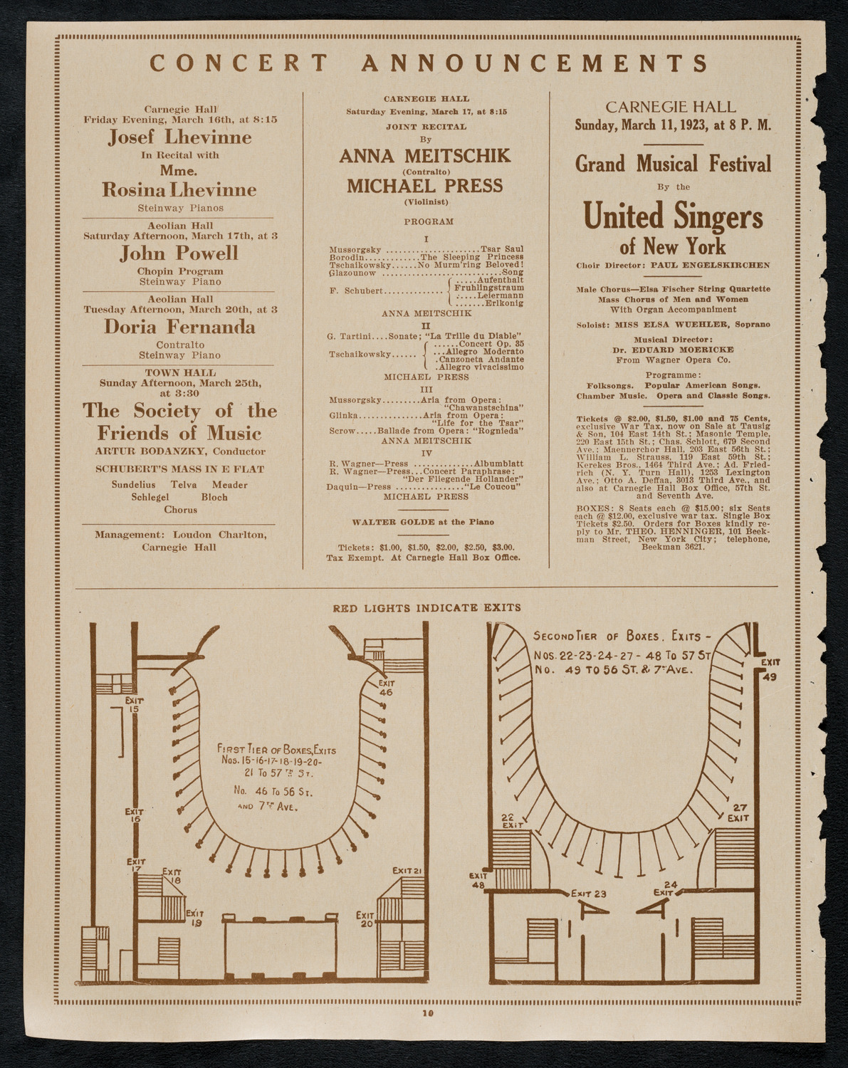 New York Symphony Orchestra, March 8, 1923, program page 10