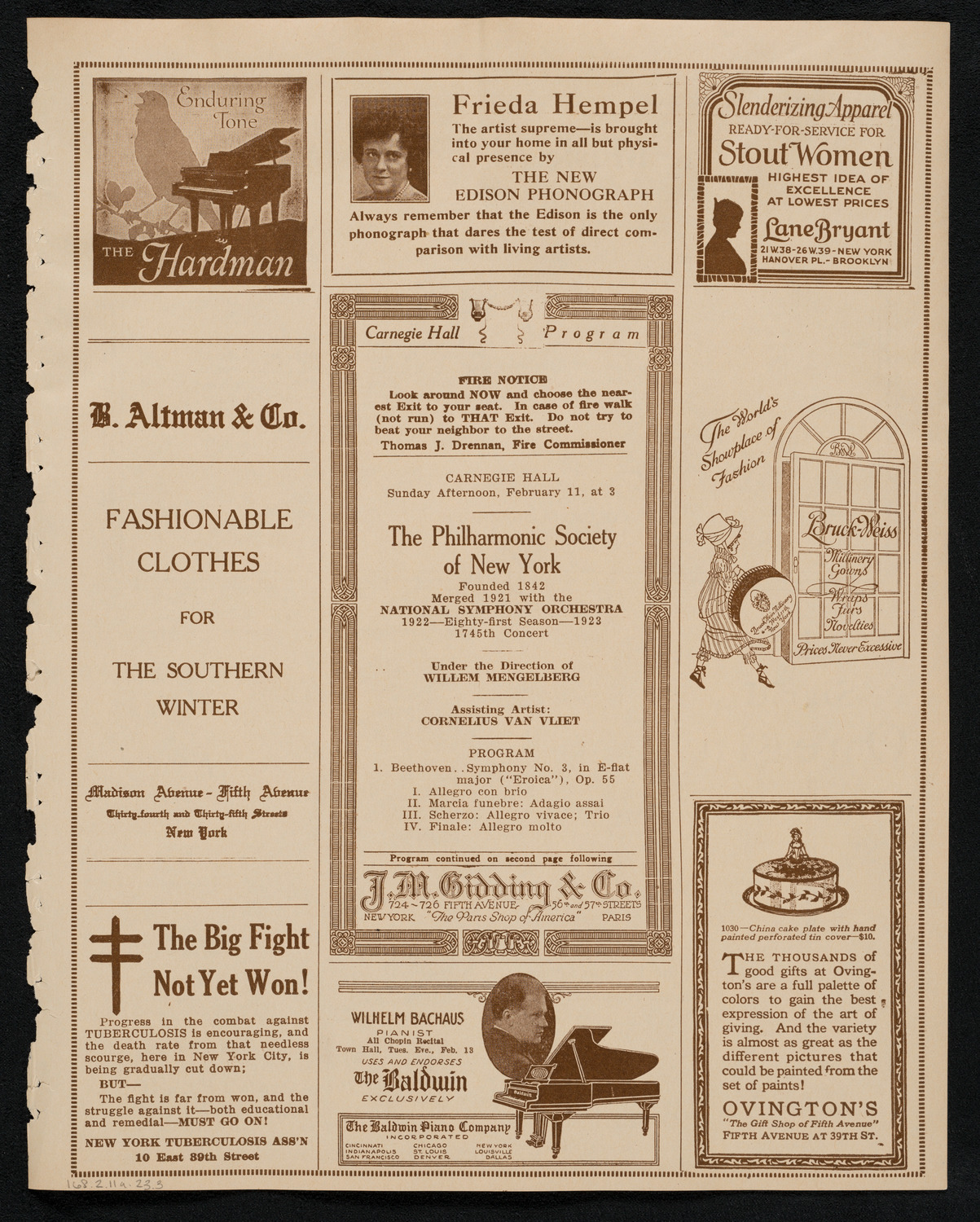 New York Philharmonic, February 11, 1923, program page 5