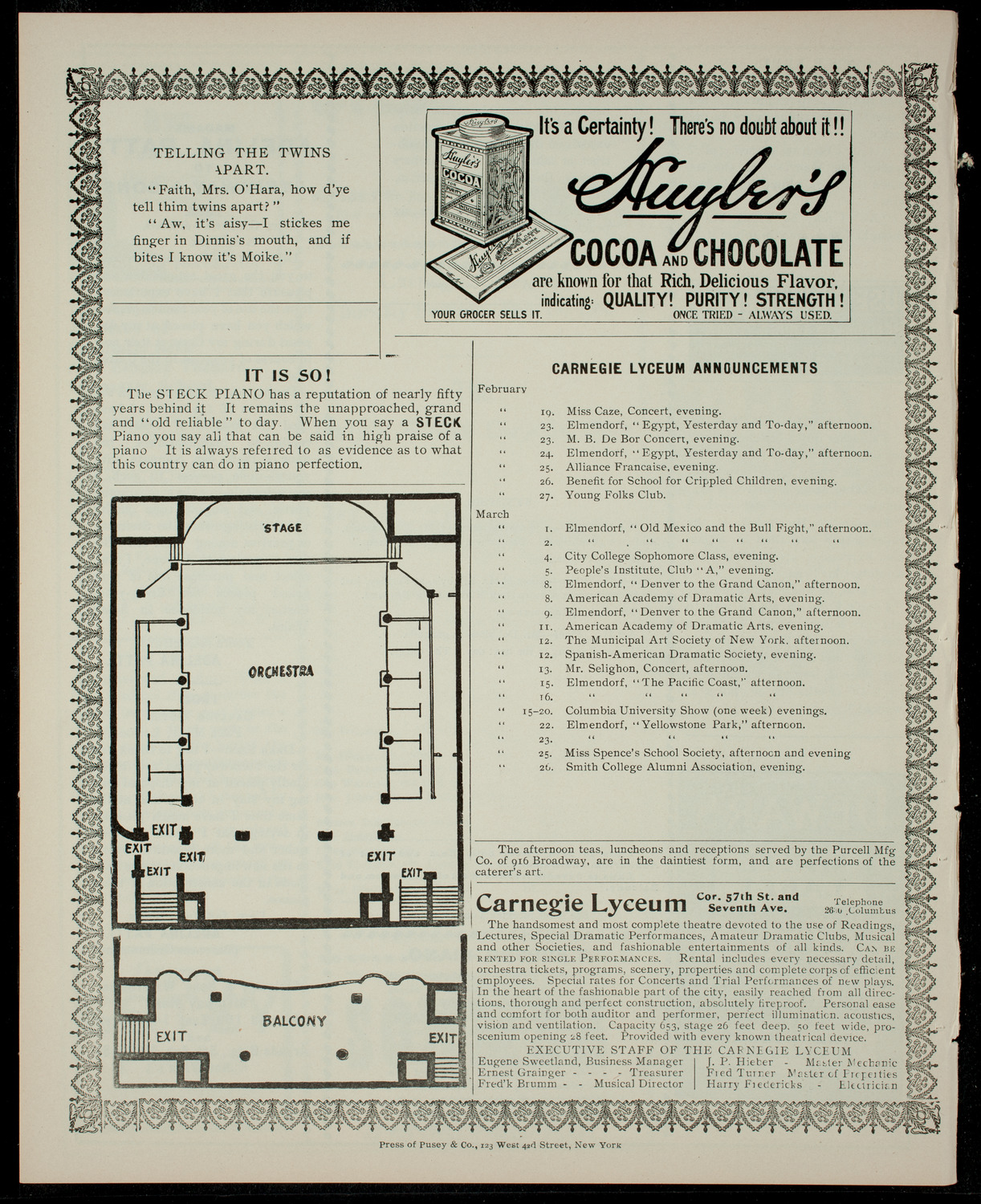 Dwight School Comedy Club, February 18, 1904, program page 4