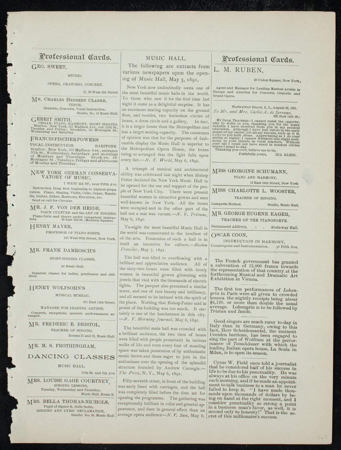 Deutscher Liederkranz, November 29, 1891, program page 15