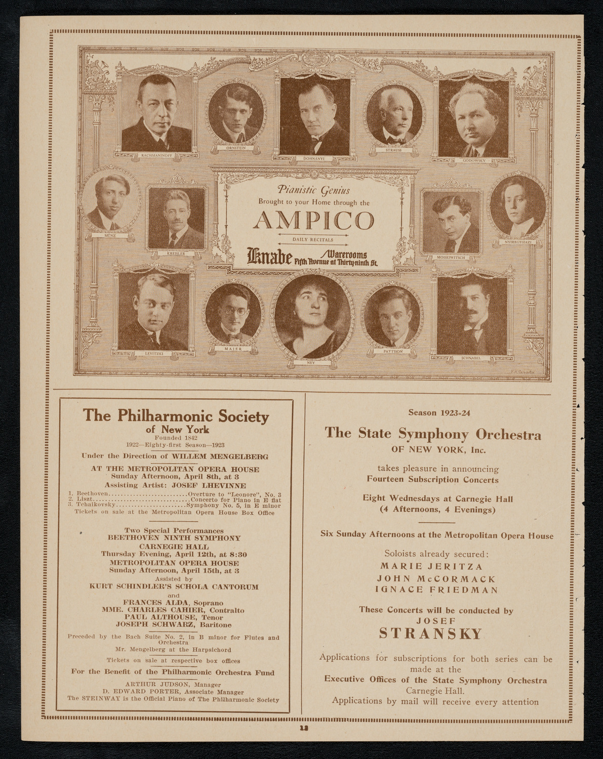 New York Philharmonic, April 7, 1923, program page 12