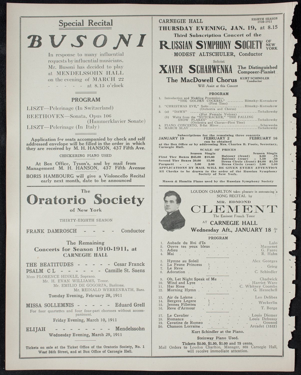 Lillian Nordica, Soprano, with the New York Symphony Orchestra, January 11, 1911, program page 10